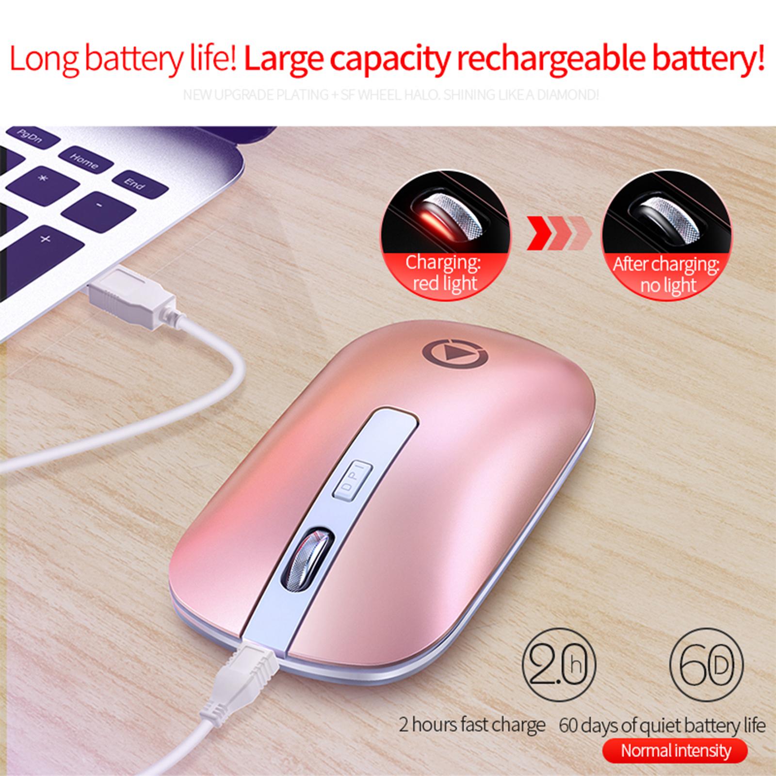 Quiet Wireless Office Mouse for Laptops 2.4GH Rose Gold