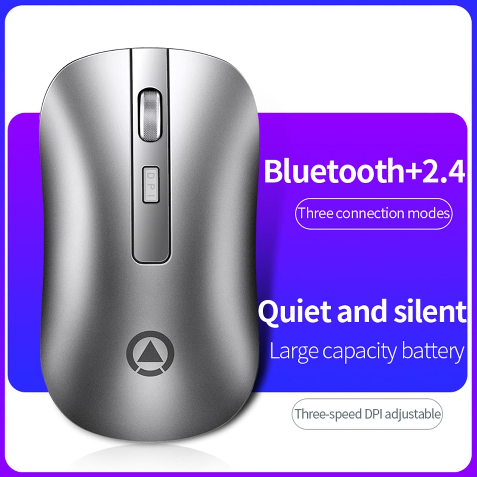 Quiet Wireless Office Mouse for Laptops Bluetoth3.0 and 5.2 2.4GH White