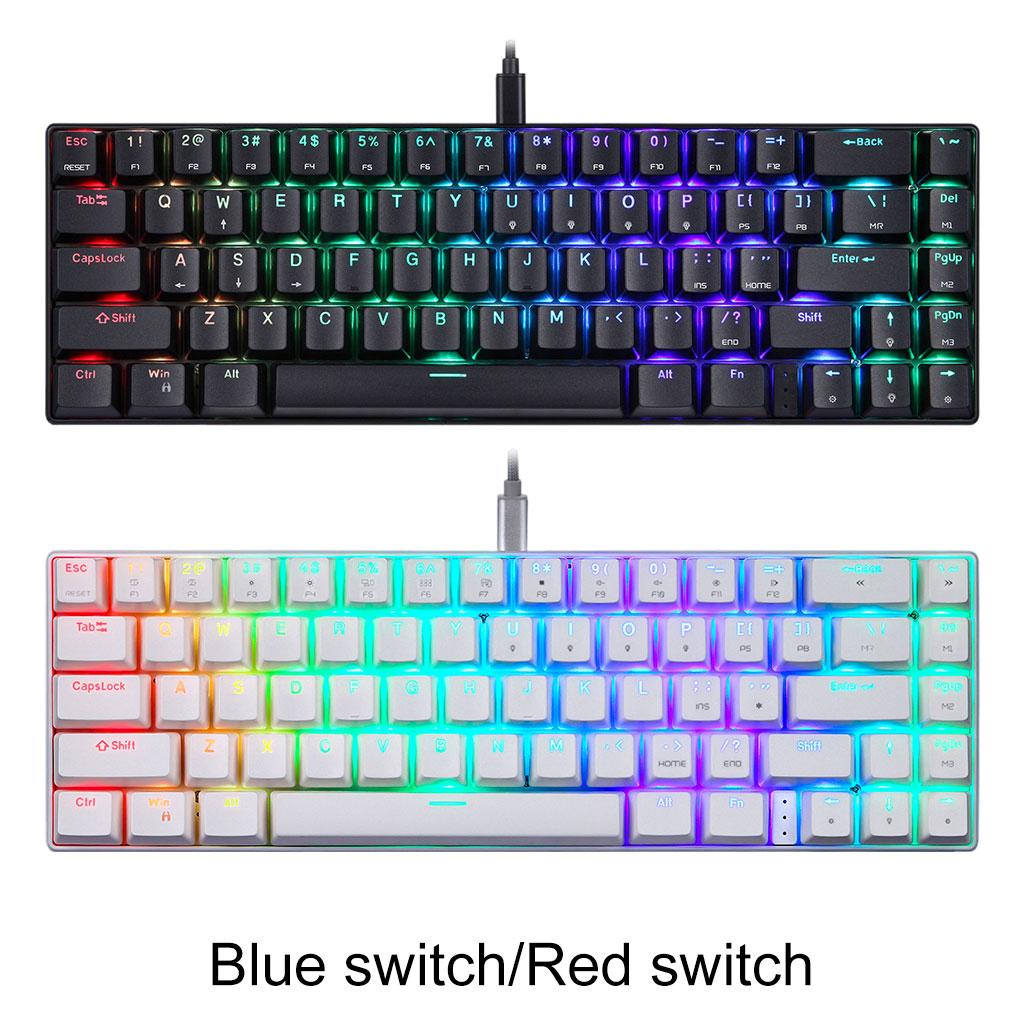 Wired Mechanical Gaming Keyboard Programmable Backlit Black Blue switch