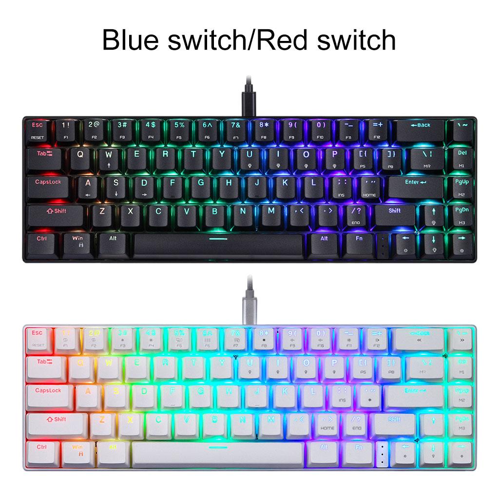 Wired Mechanical Gaming Keyboard Programmable Backlit Black Blue switch