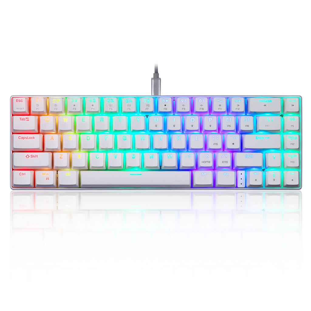 Wired Mechanical Gaming Keyboard Programmable Backlit White Blue switch