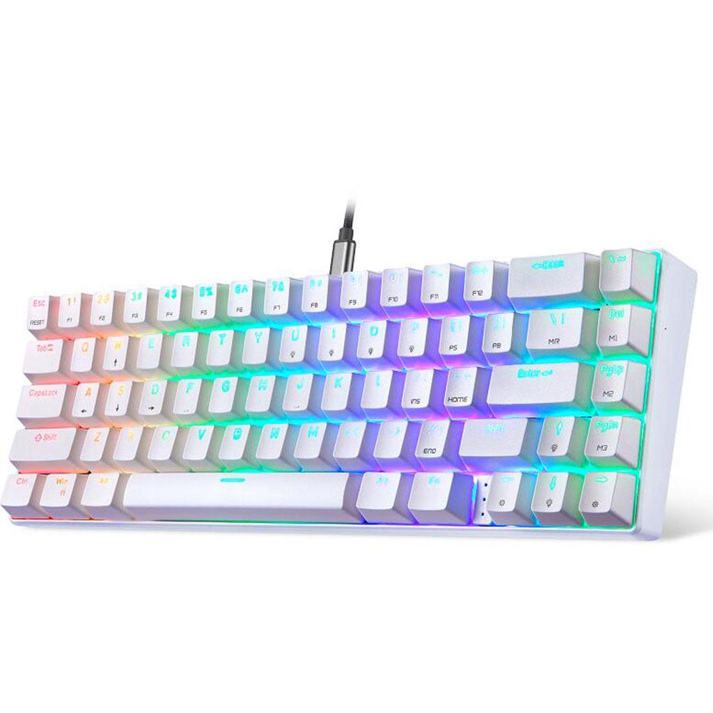 Wired Mechanical Gaming Keyboard Programmable Backlit White Blue switch