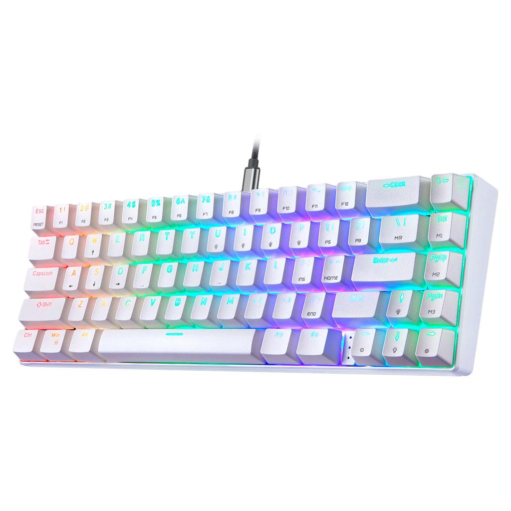 Wired Mechanical Gaming Keyboard Programmable Backlit White Blue switch