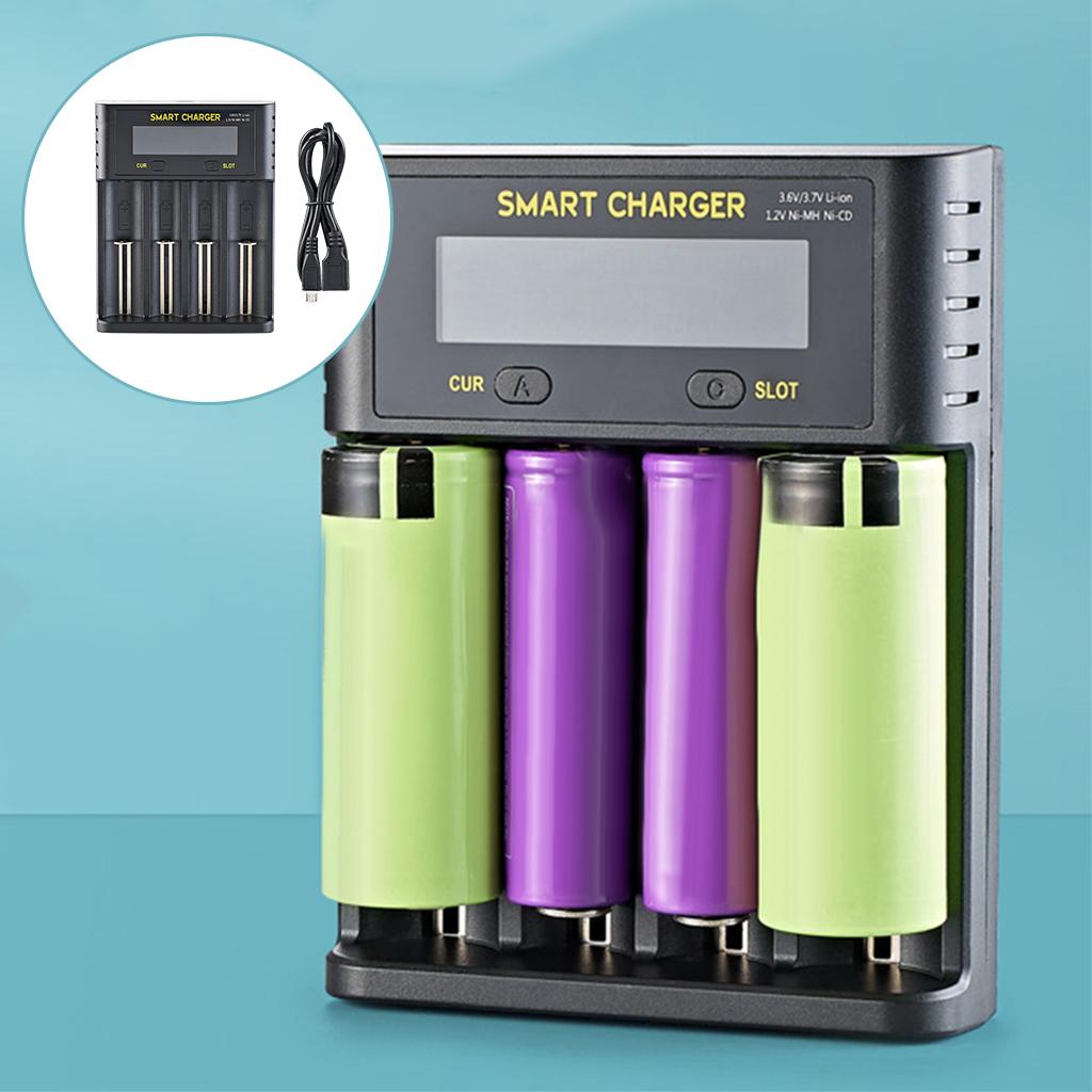 Batteries Charger 4 Slot 5V/2A Black for Li-Ion Batteries 18650 16340 10400