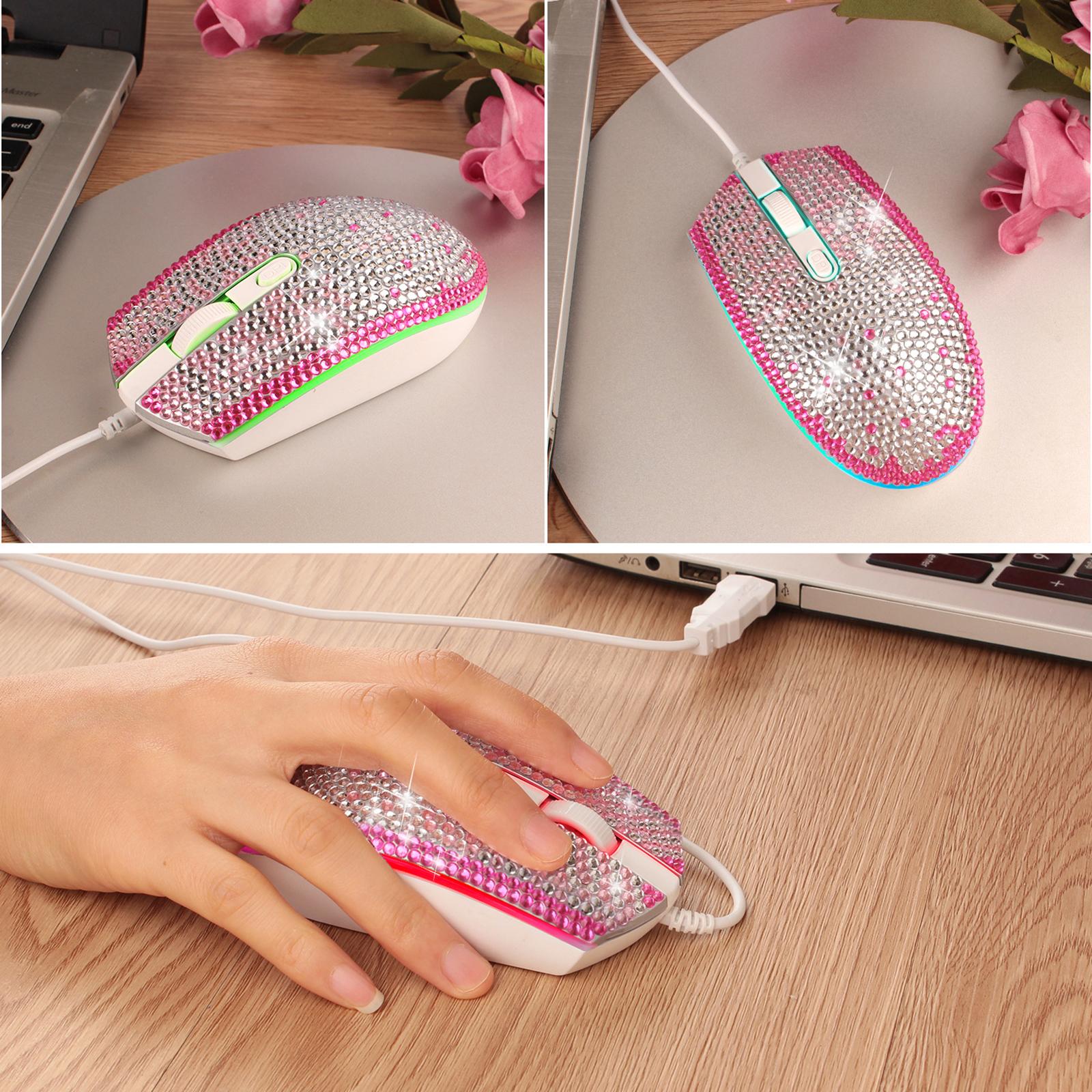 Wired USB Gaming Mouse 1600DPI LED Light Ergonomic for PC Desktop Gamer Pink