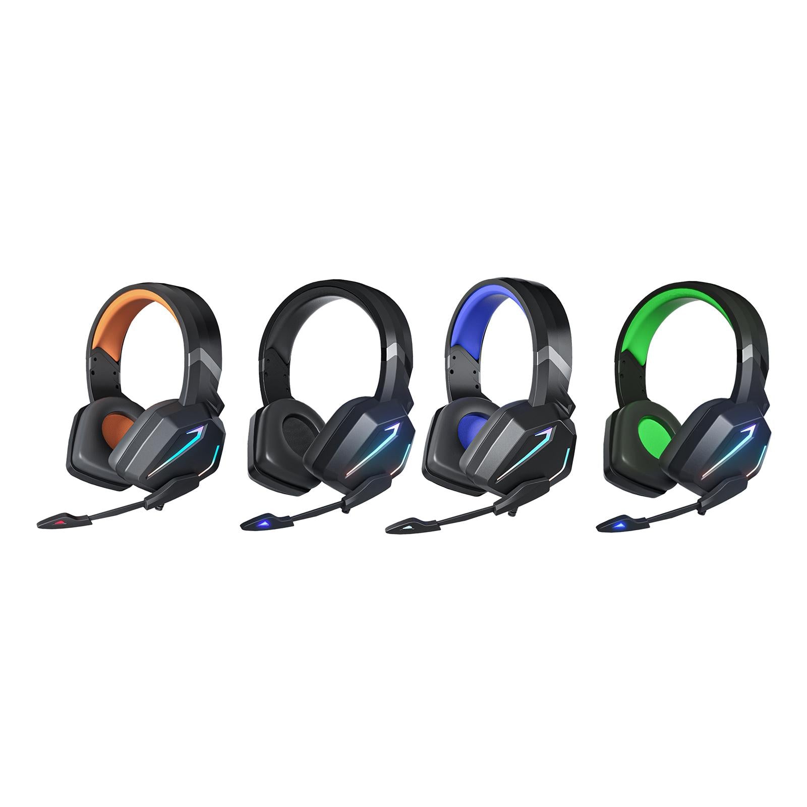 Wired Headset 3.5mm Surround Sound Adjustable for Game Teaching Black Orange