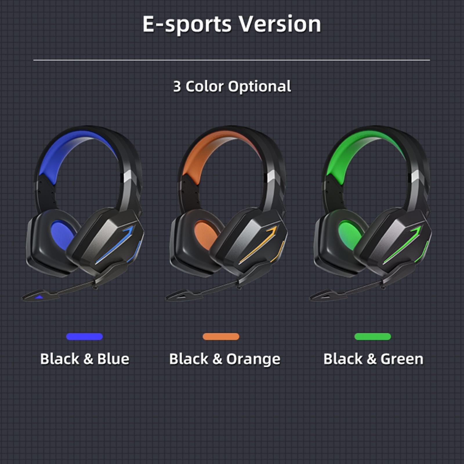 Wired Headset 3.5mm Surround Sound Adjustable for Game Teaching Black Green