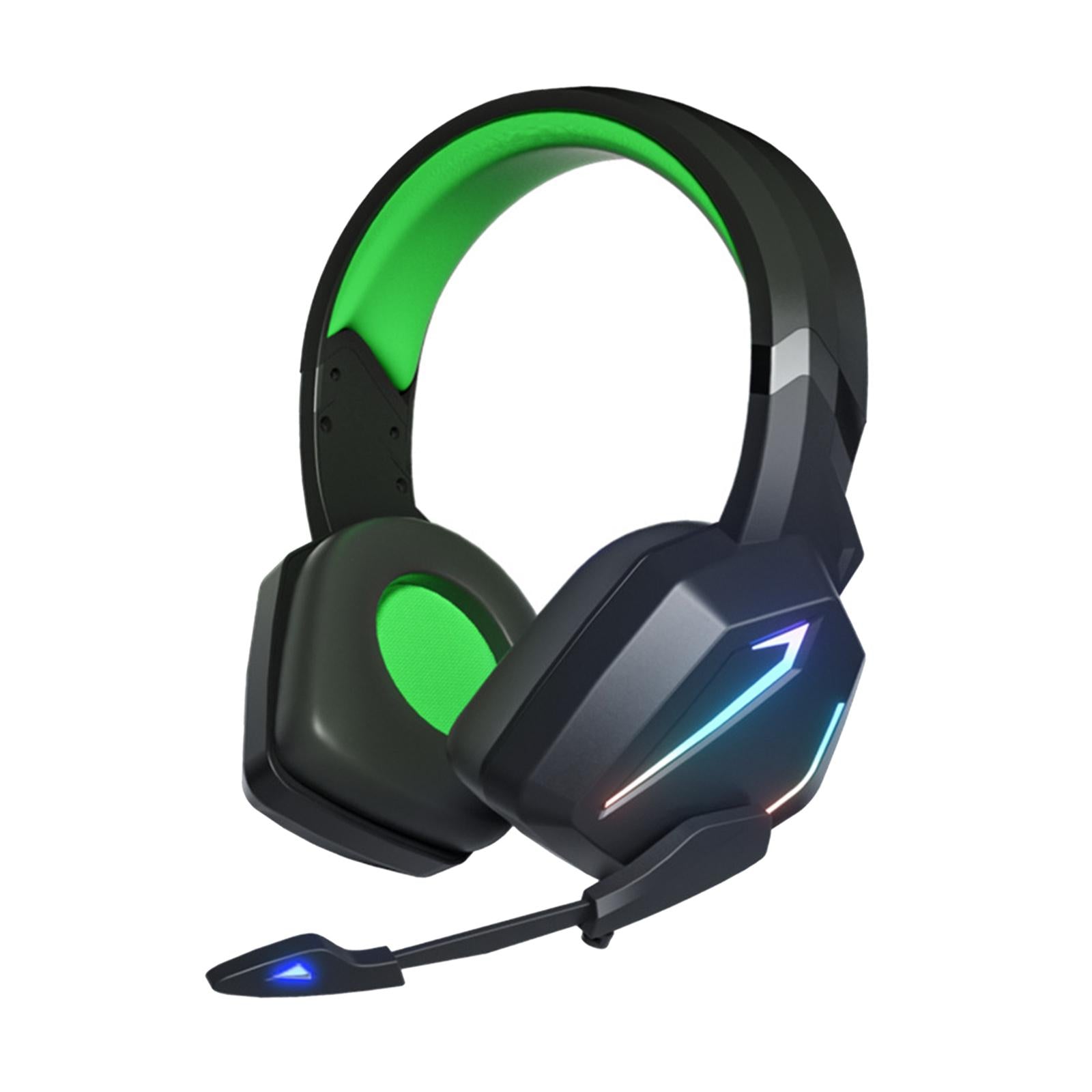 Wired Headset 3.5mm Surround Sound Adjustable for Game Teaching Black Green