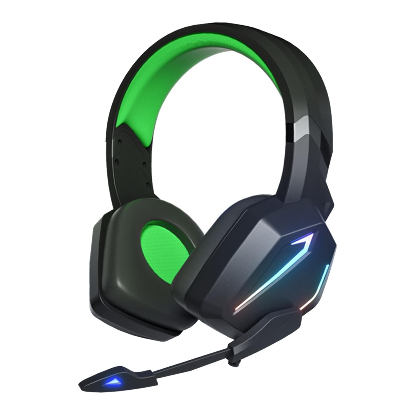 Wired Headset 3.5mm Surround Sound Adjustable for Game Teaching Black Green