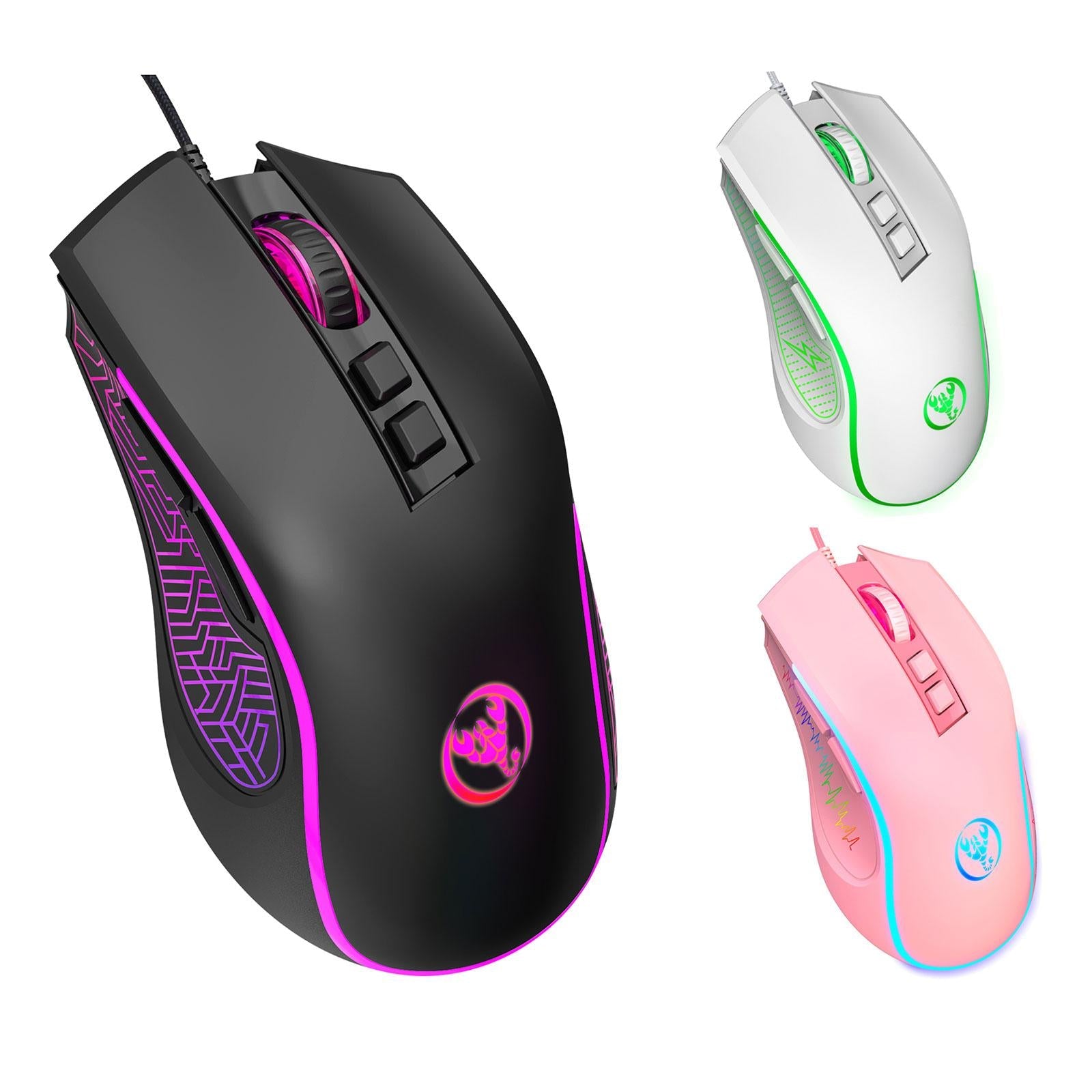 Computer Wired USB Mouse Gaming Mouse 7 Colors LED Backlight for Game Lover pink