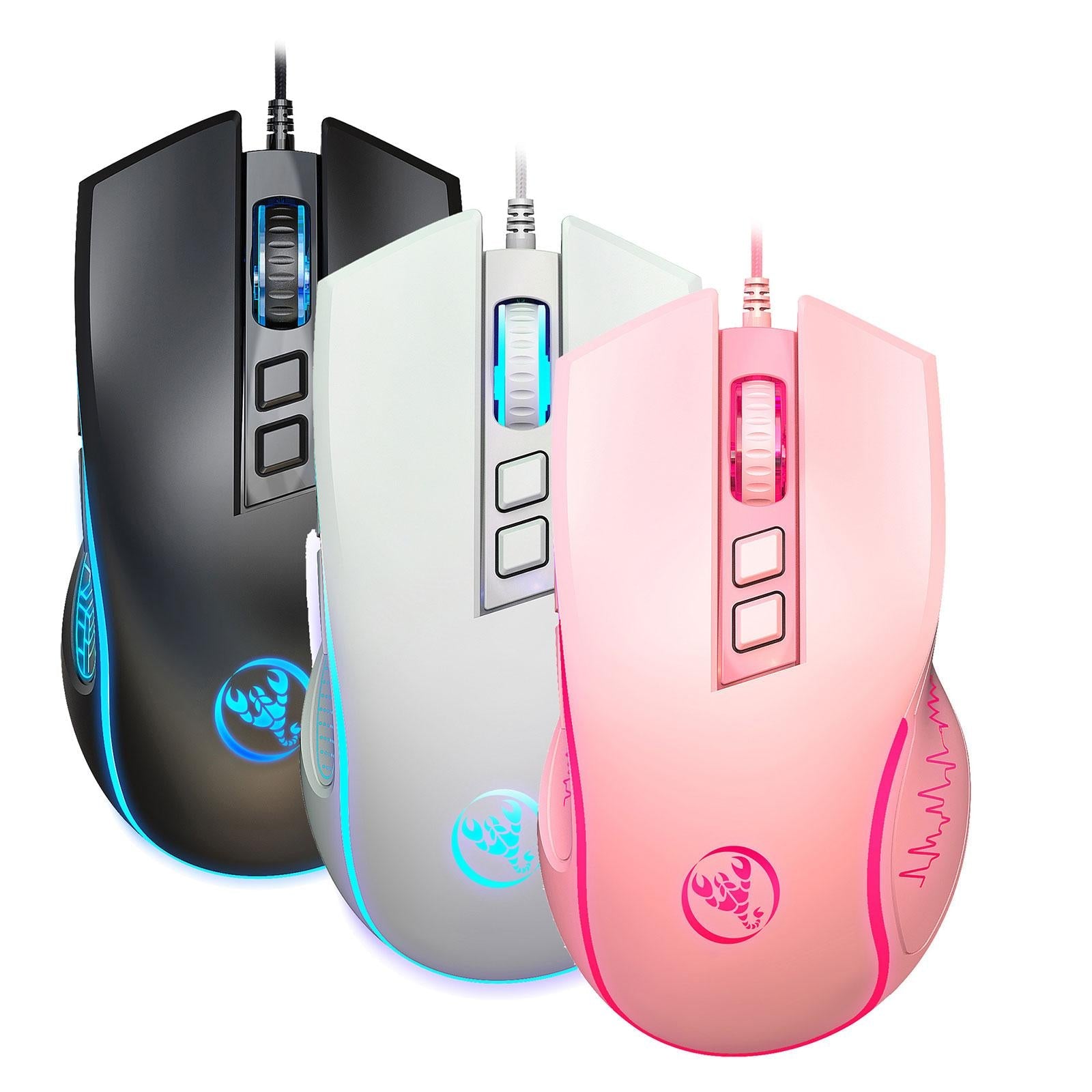 Computer Wired USB Mouse Gaming Mouse 7 Colors LED Backlight for Game Lover pink