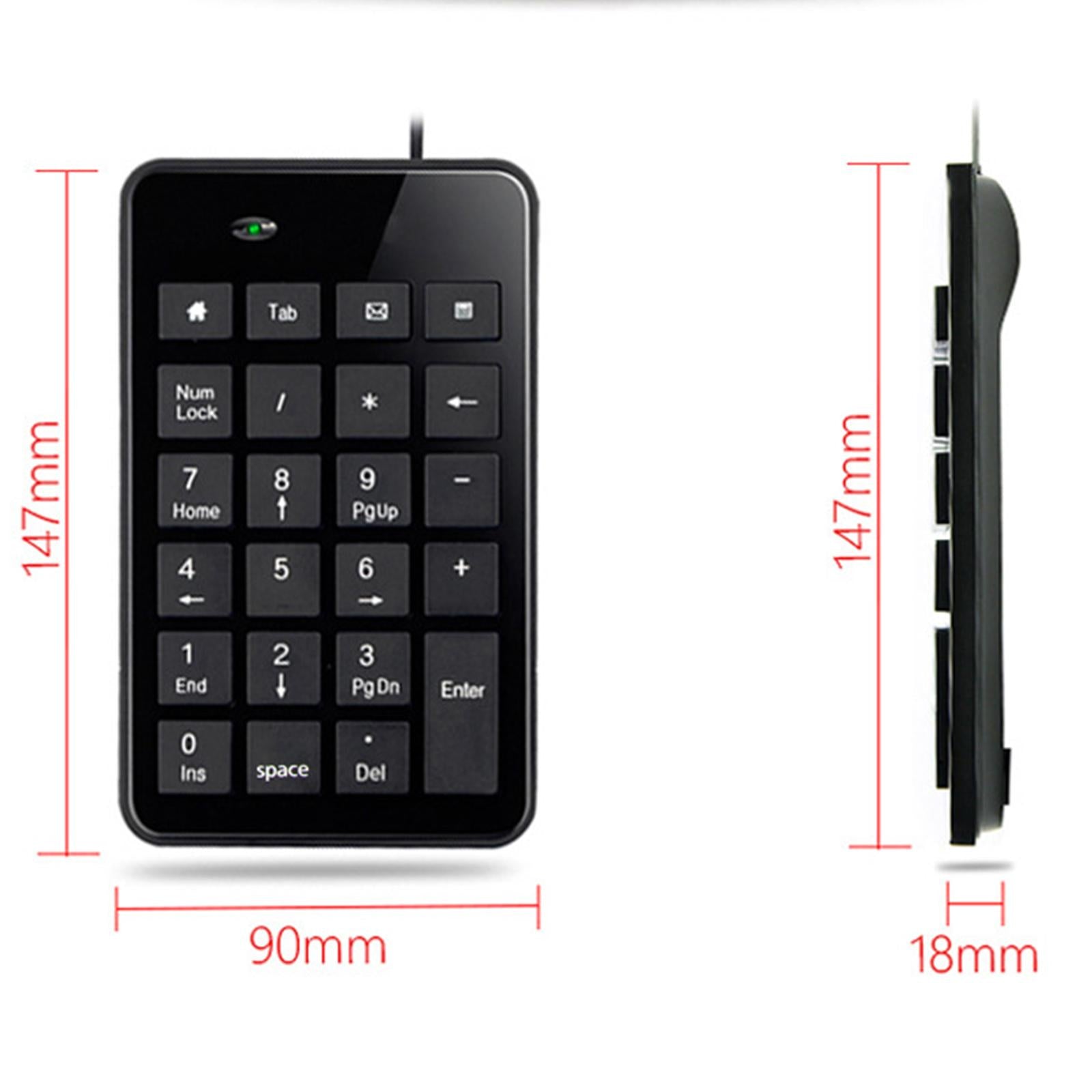 Wired USB Number Pad Numeric Keypad - Black ,Reliable USB Connection Slim