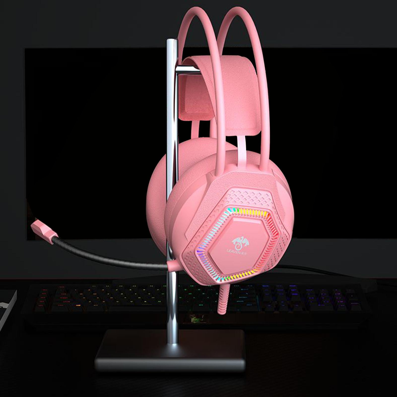 Wired Gaming Headset G70 USB for Android iOS Multi platforms for PS4 5 Pink