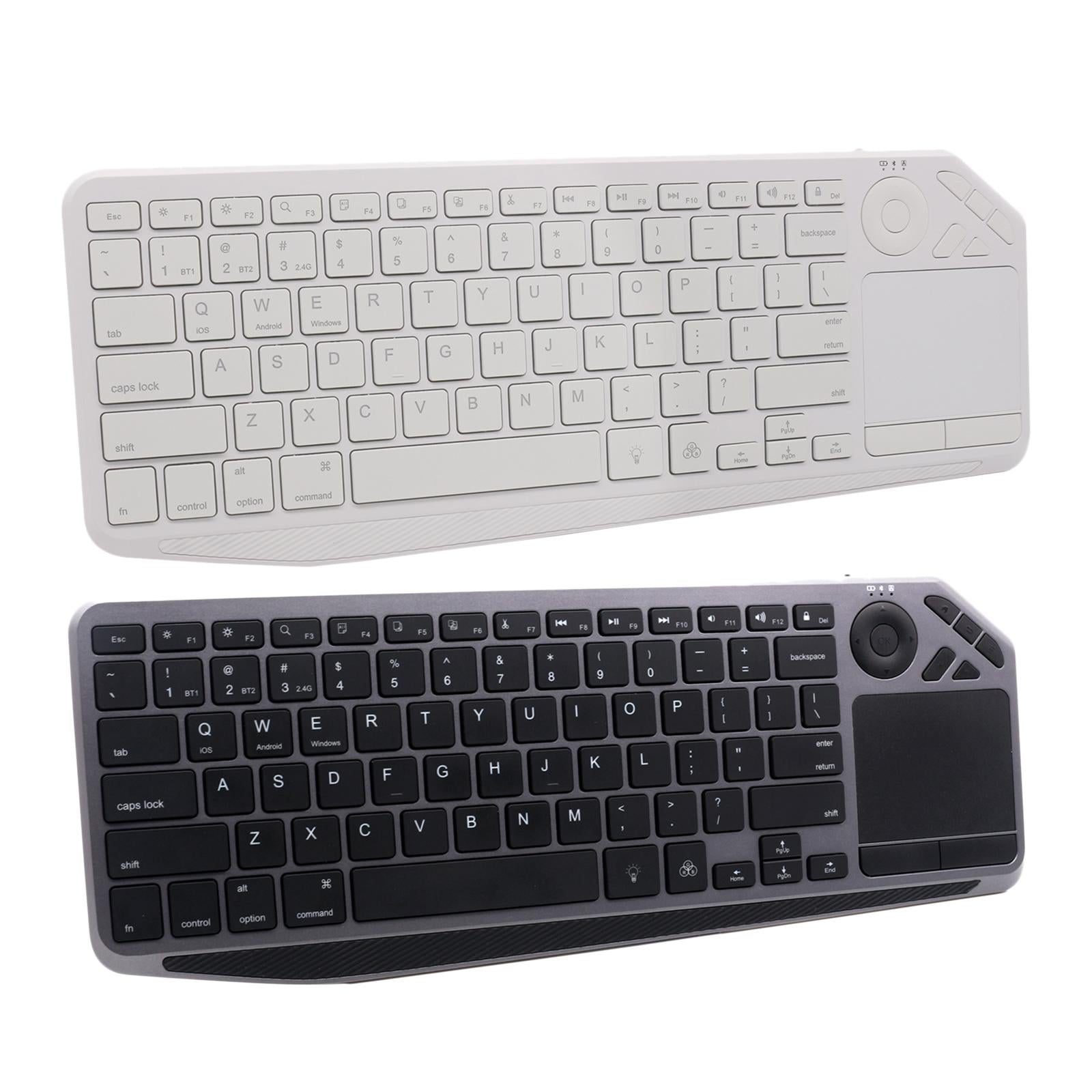 Mini Bluetooth+2.4G Wireless Keyboard with Touchpad for TV Tablet  White