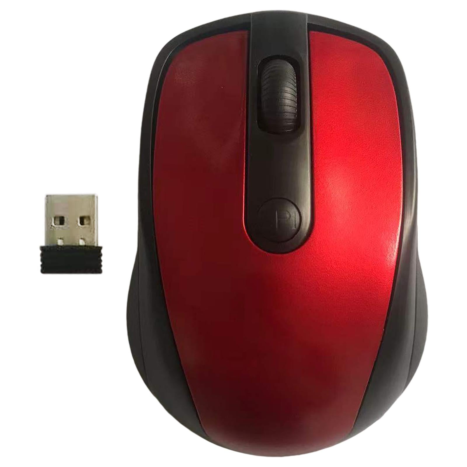 Wireless Mouse 2.4G PC Mute 1600DPI Optical Mouse Home Office Desktop Red