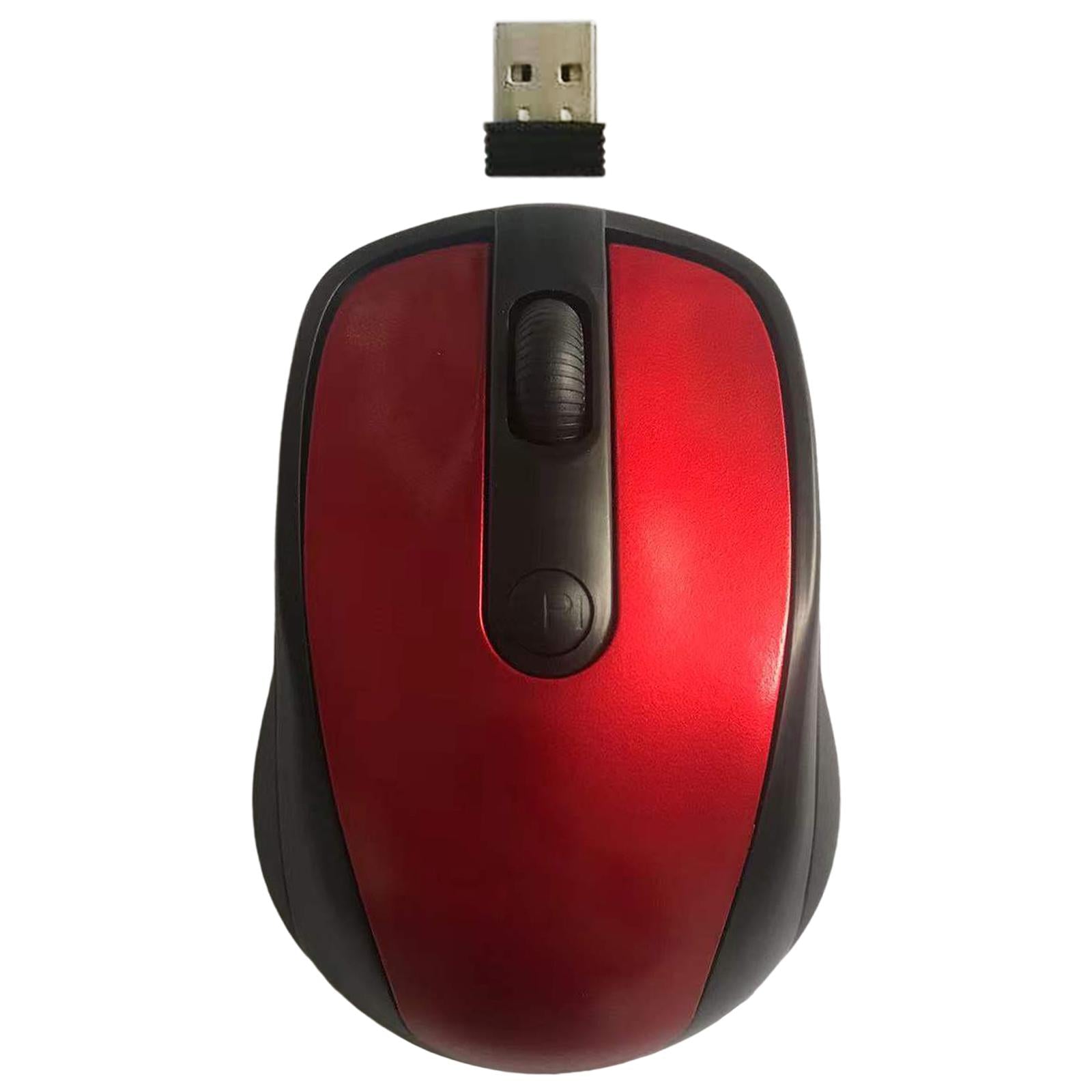 Wireless Mouse 2.4G PC Mute 1600DPI Optical Mouse Home Office Desktop Red