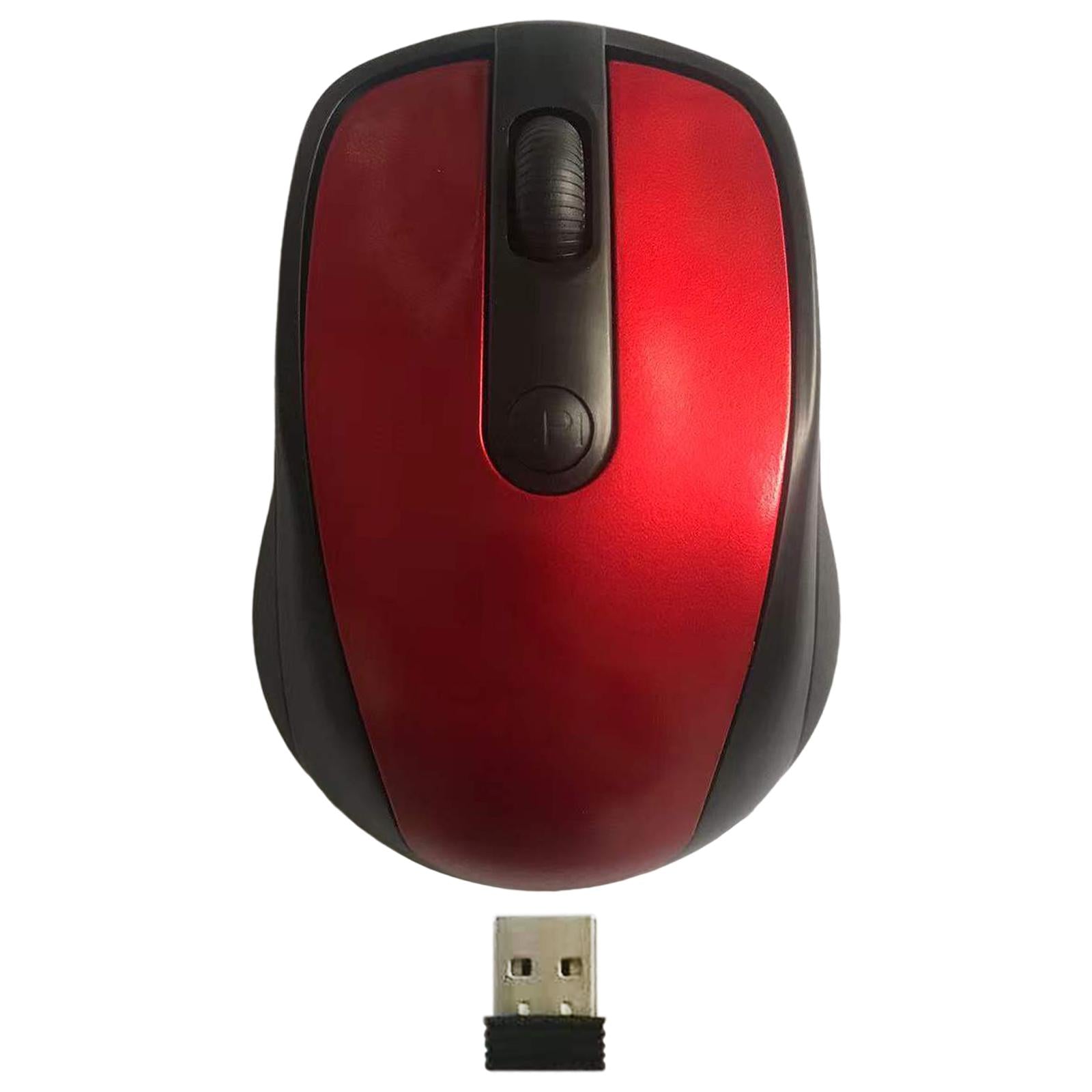 Wireless Mouse 2.4G PC Mute 1600DPI Optical Mouse Home Office Desktop Red