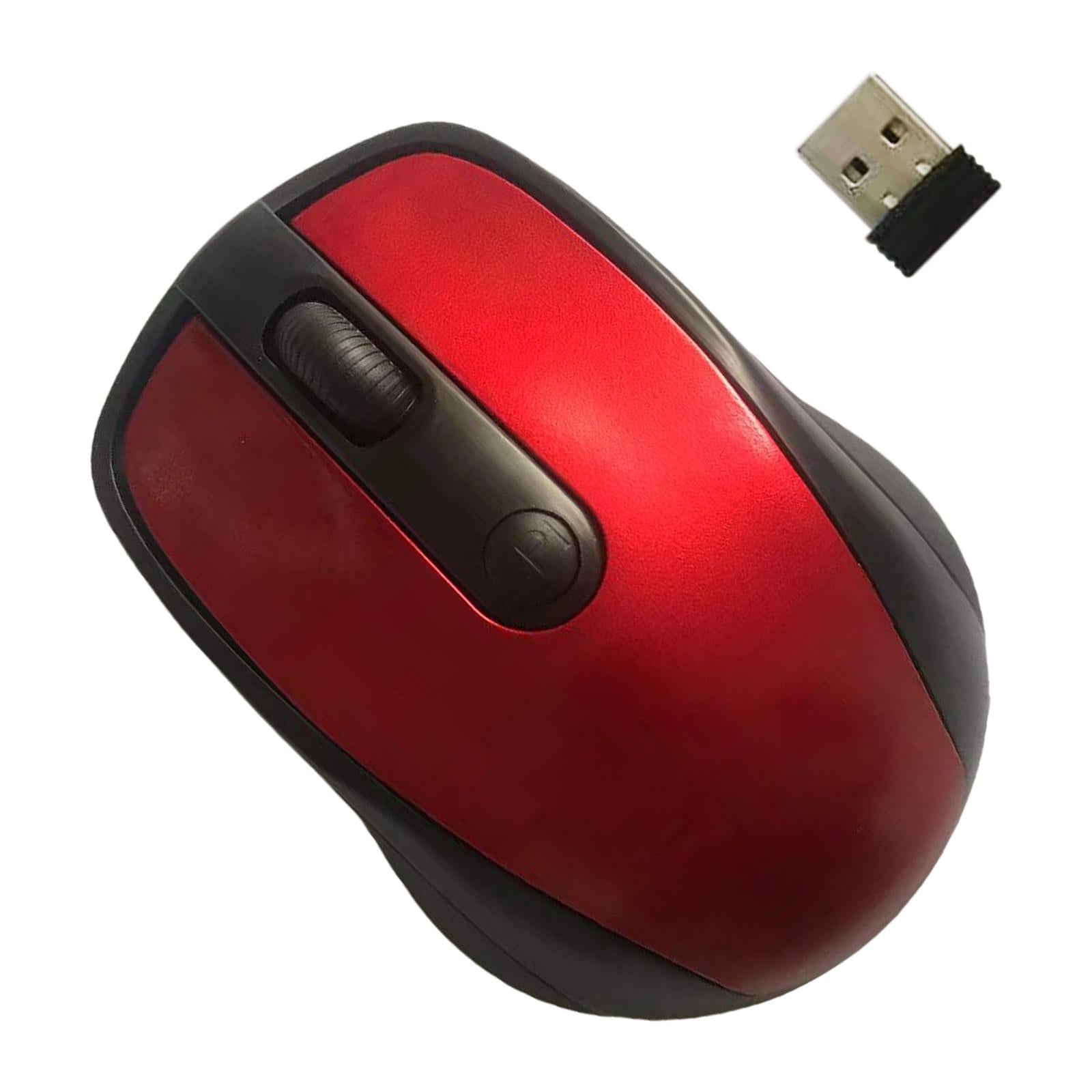 Wireless Mouse 2.4G PC Mute 1600DPI Optical Mouse Home Office Desktop Red