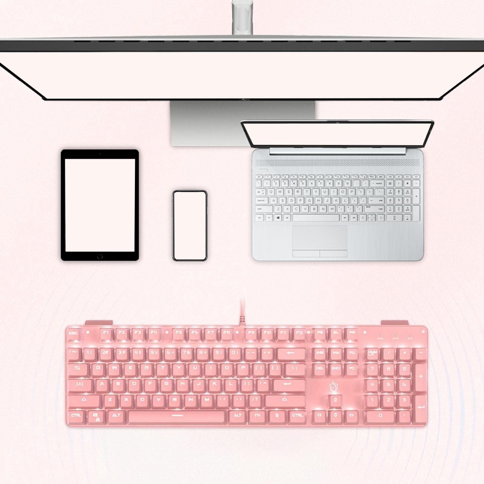 Wired Gaming Keyboard Ergonomic Pink Keyboard for Computer Gamer Square