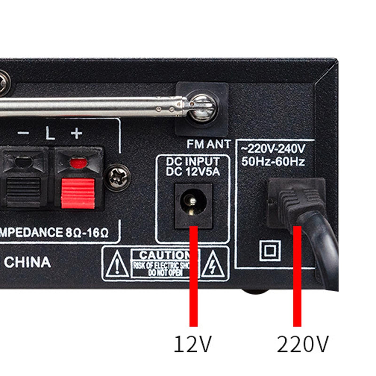 12V 220V Audio Power Amplifier 60W+60W 2 Channel Mini for Home Garage US