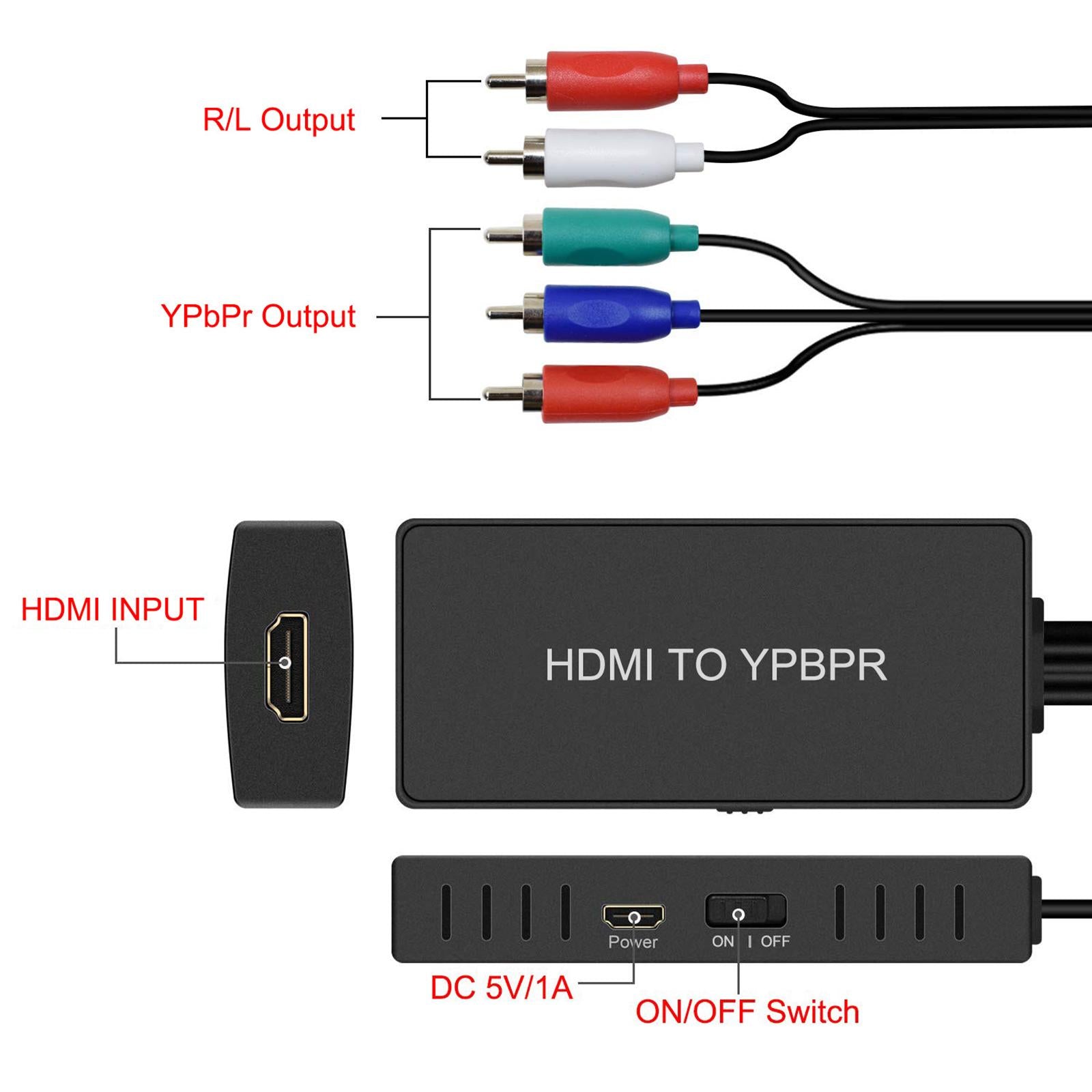 HDMI to Ypbpr Converter Support 1080P 720P HDMI1.3 for PS2 PS3 for Xbox HDTV