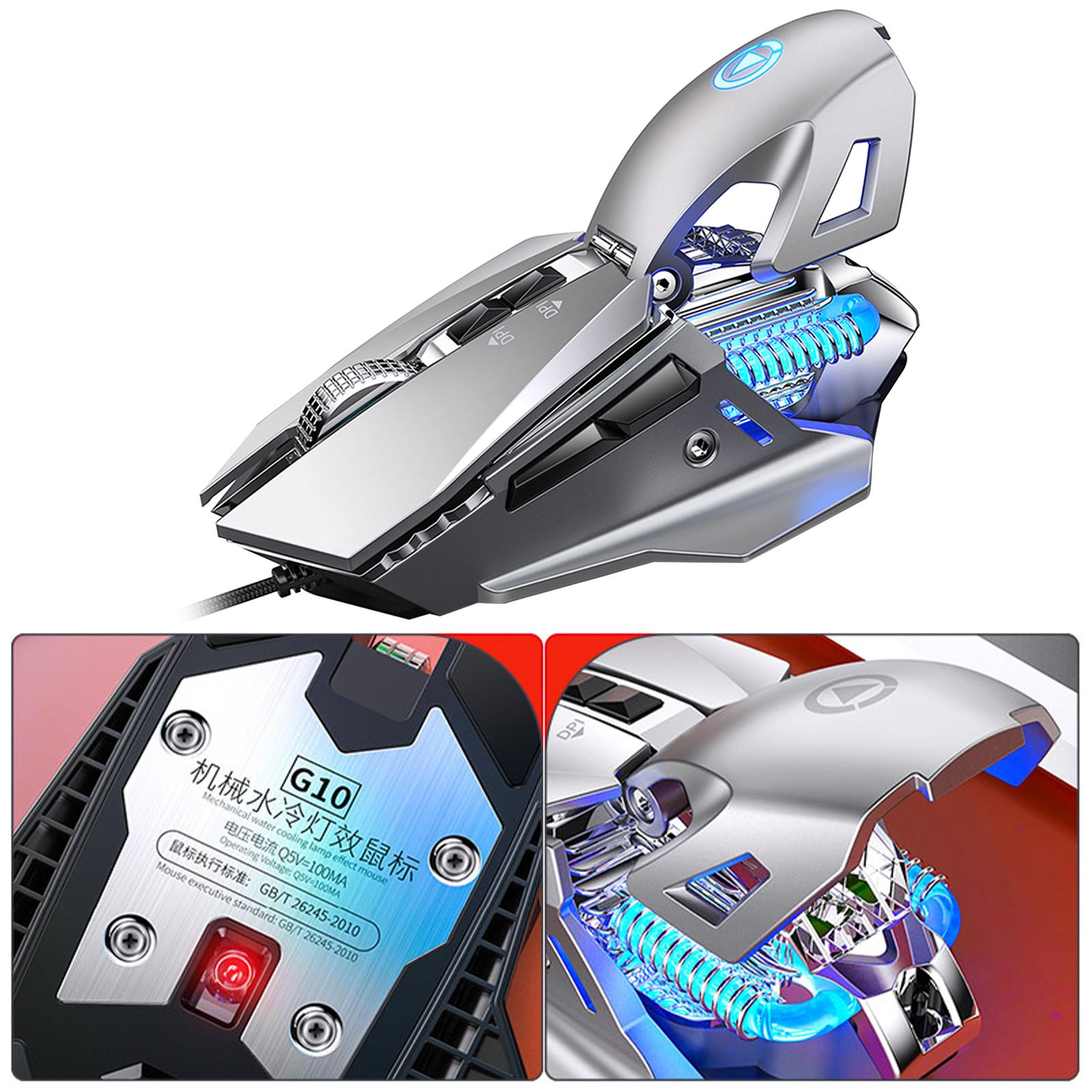 G10 Mechanical Gaming Mouse Wired Programming 7200 DPI with Flap Tail Silver