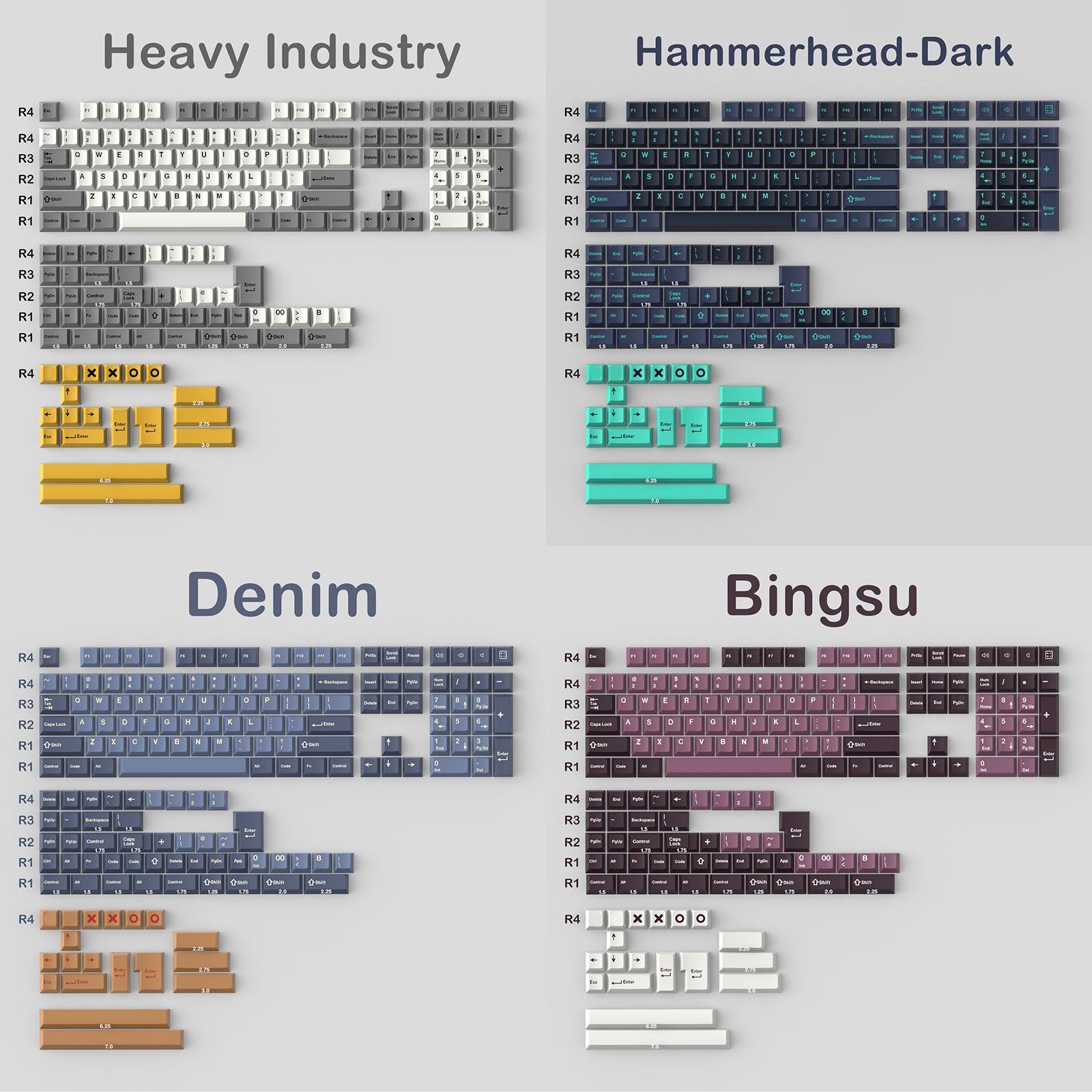 173 Keys Keycaps Key Caps Set for MX Switches and Clones  Denim