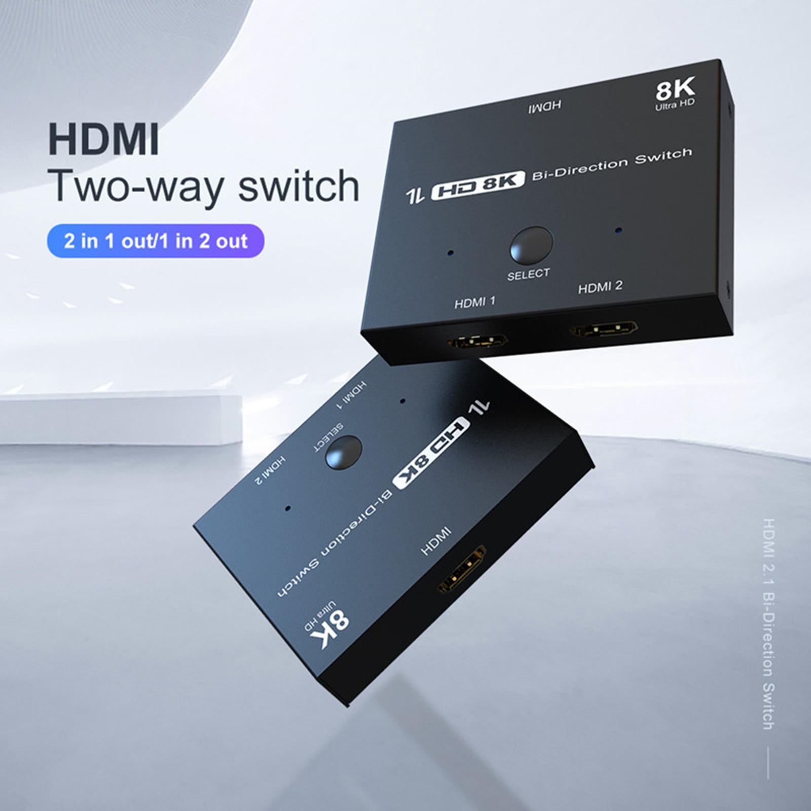 HDMI 2.1 BI-Directional Switch Splitter 2x1 out/1x 2 out 8K@60Hz 4K@120Hz