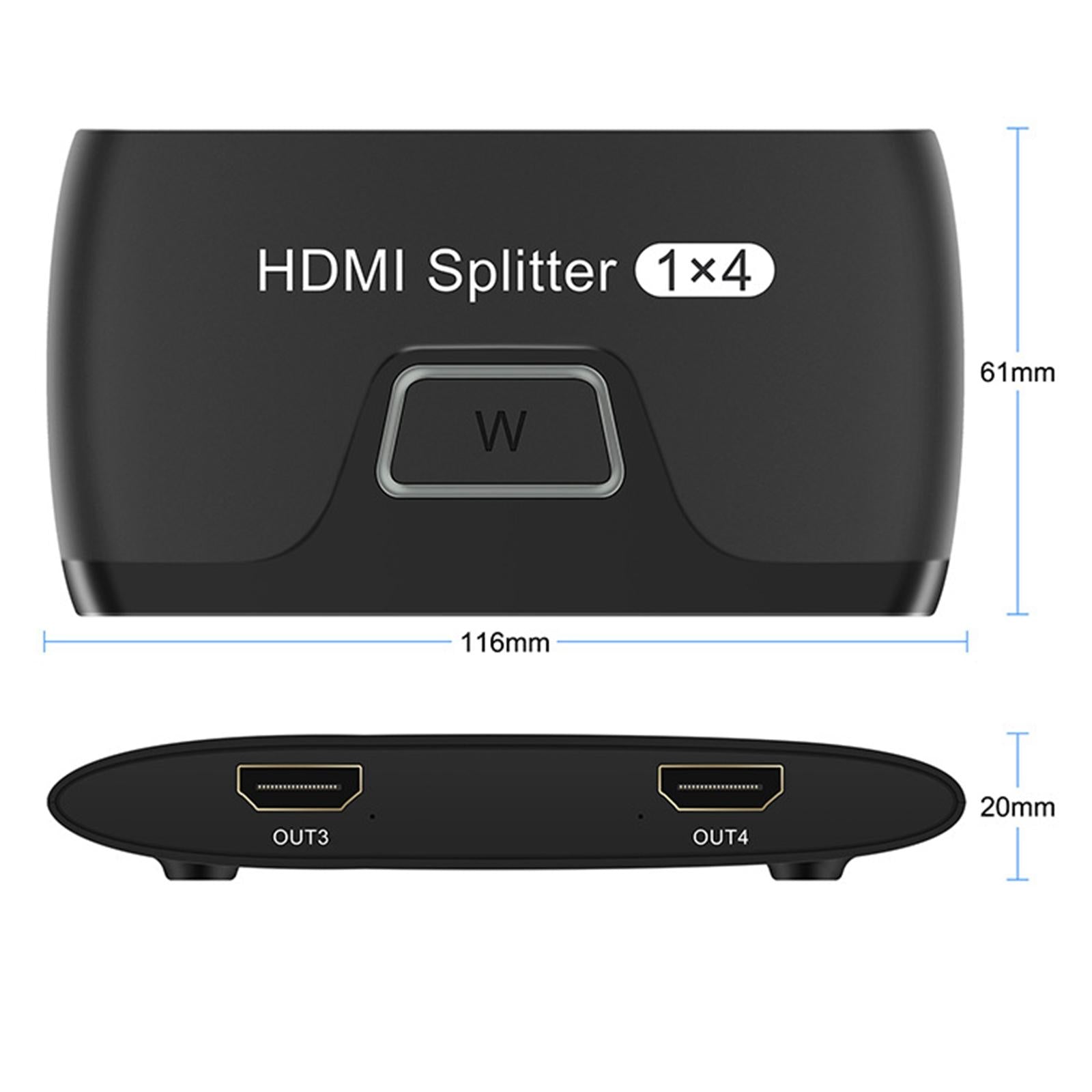 HDMI Splitter 1 Input to 4 Outputs Video Splitter for PS4 Digital Cameras