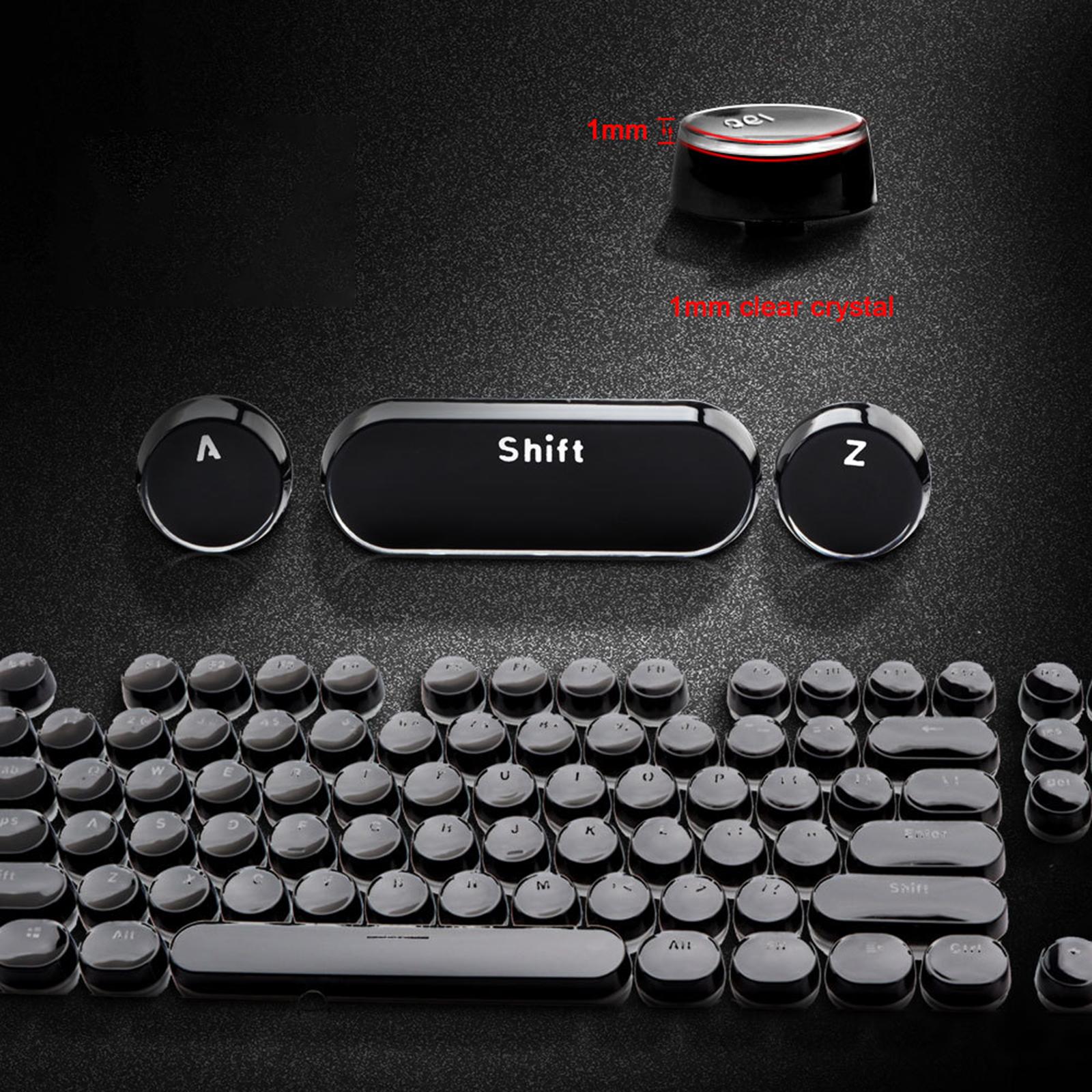 104Pcs Typewriter Keycaps Backlit Round Retro Style for Computer Black