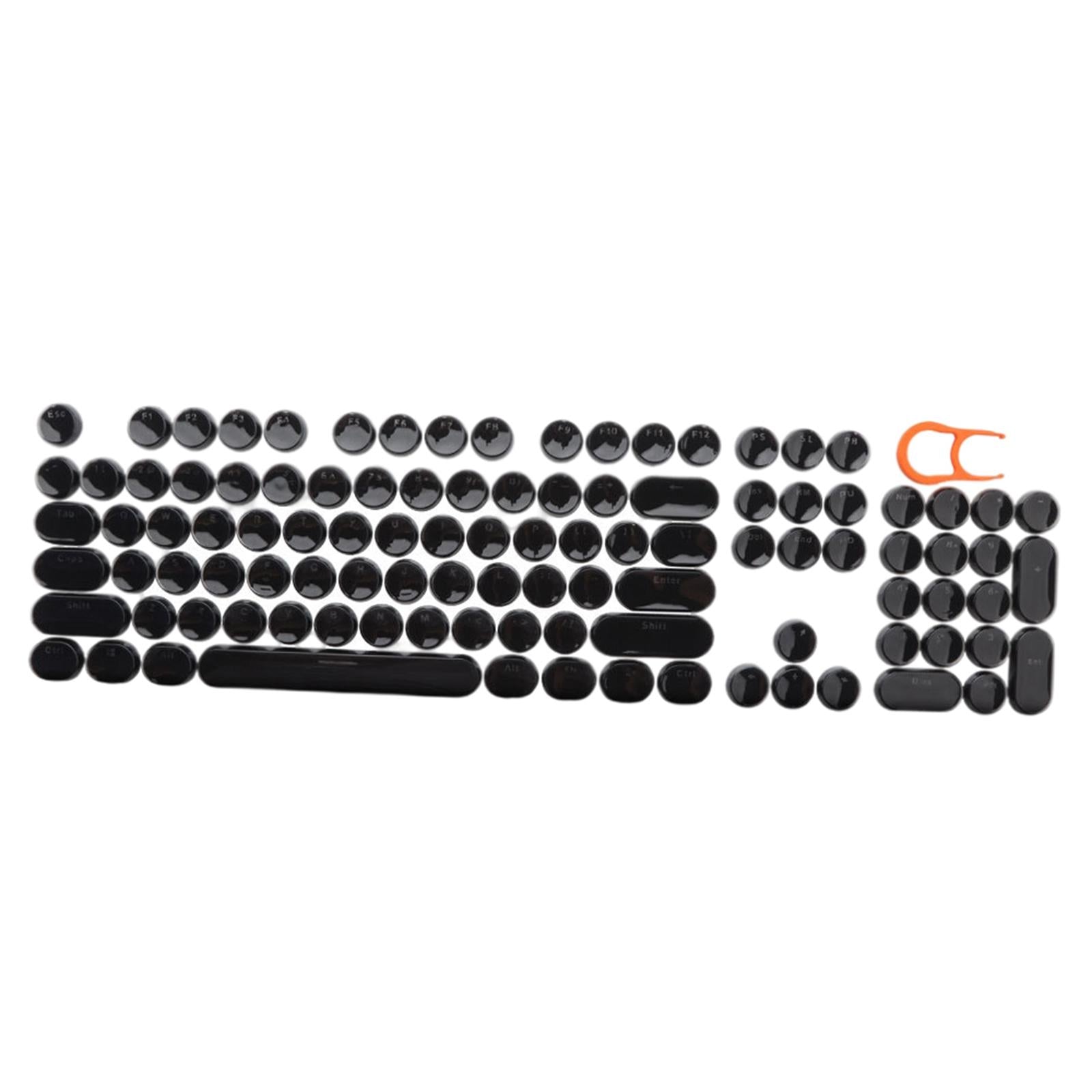 104Pcs Typewriter Keycaps Backlit Round Retro Style for Computer Black