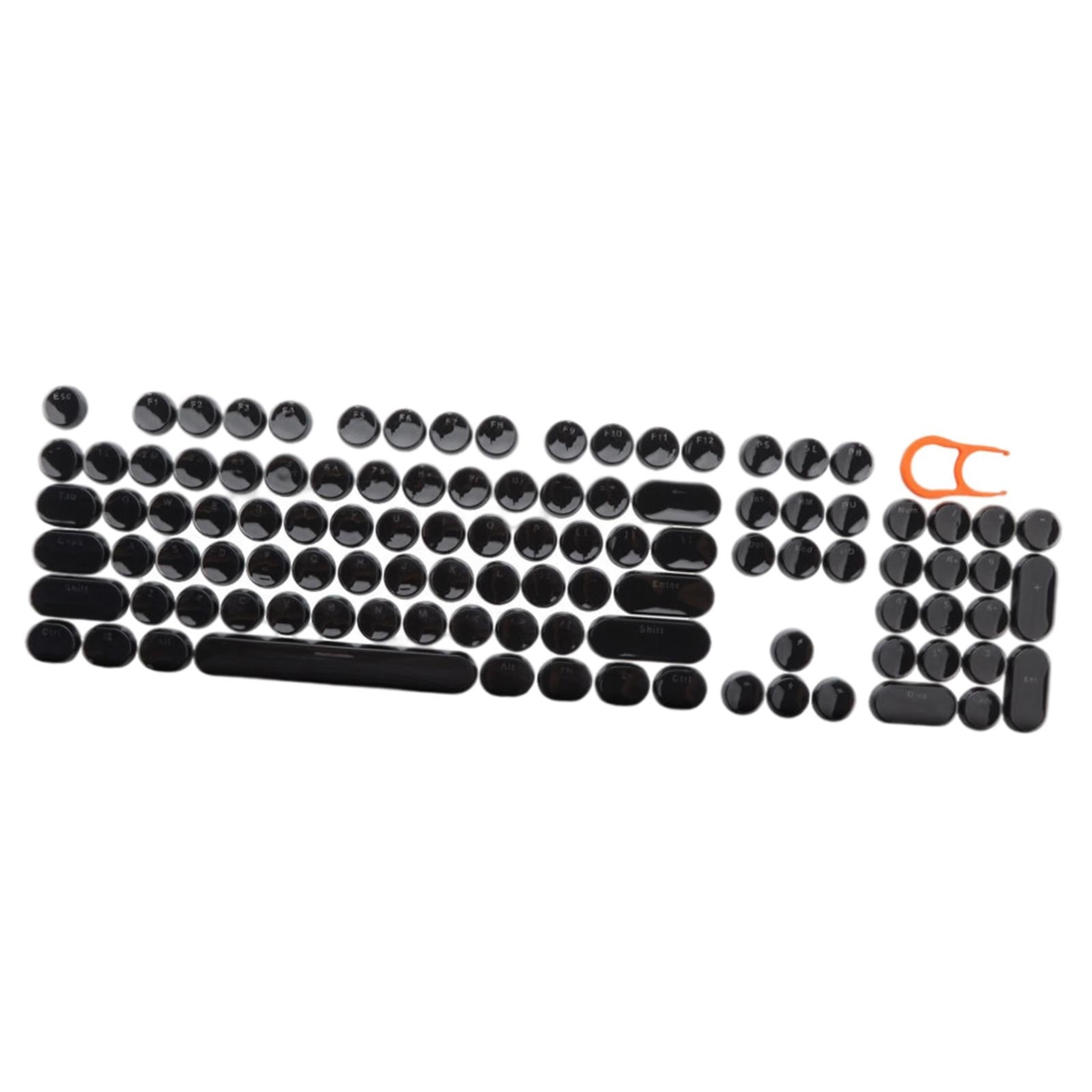 104Pcs Typewriter Keycaps Backlit Round Retro Style for Computer Black