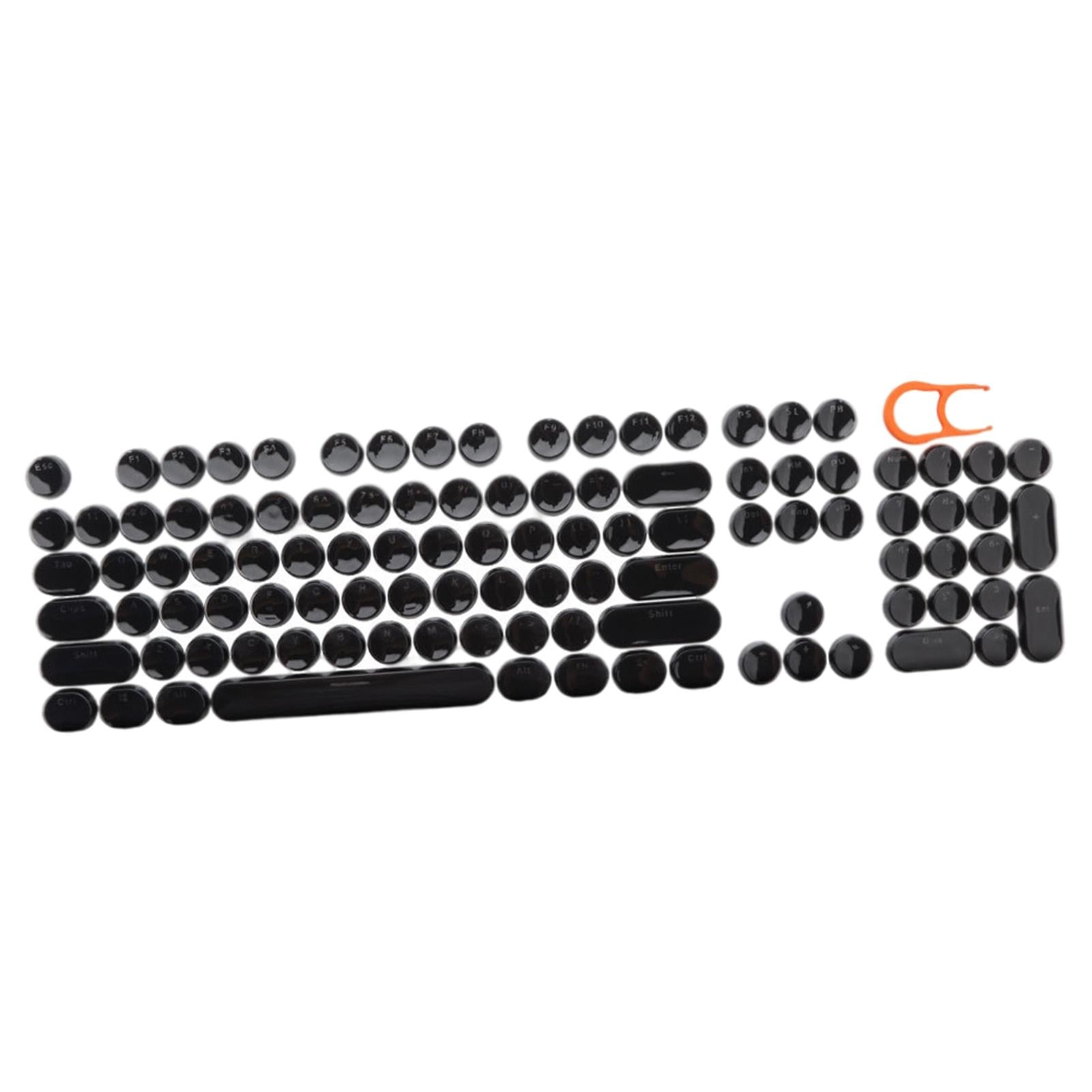 104Pcs Typewriter Keycaps Backlit Round Retro Style for Computer Black