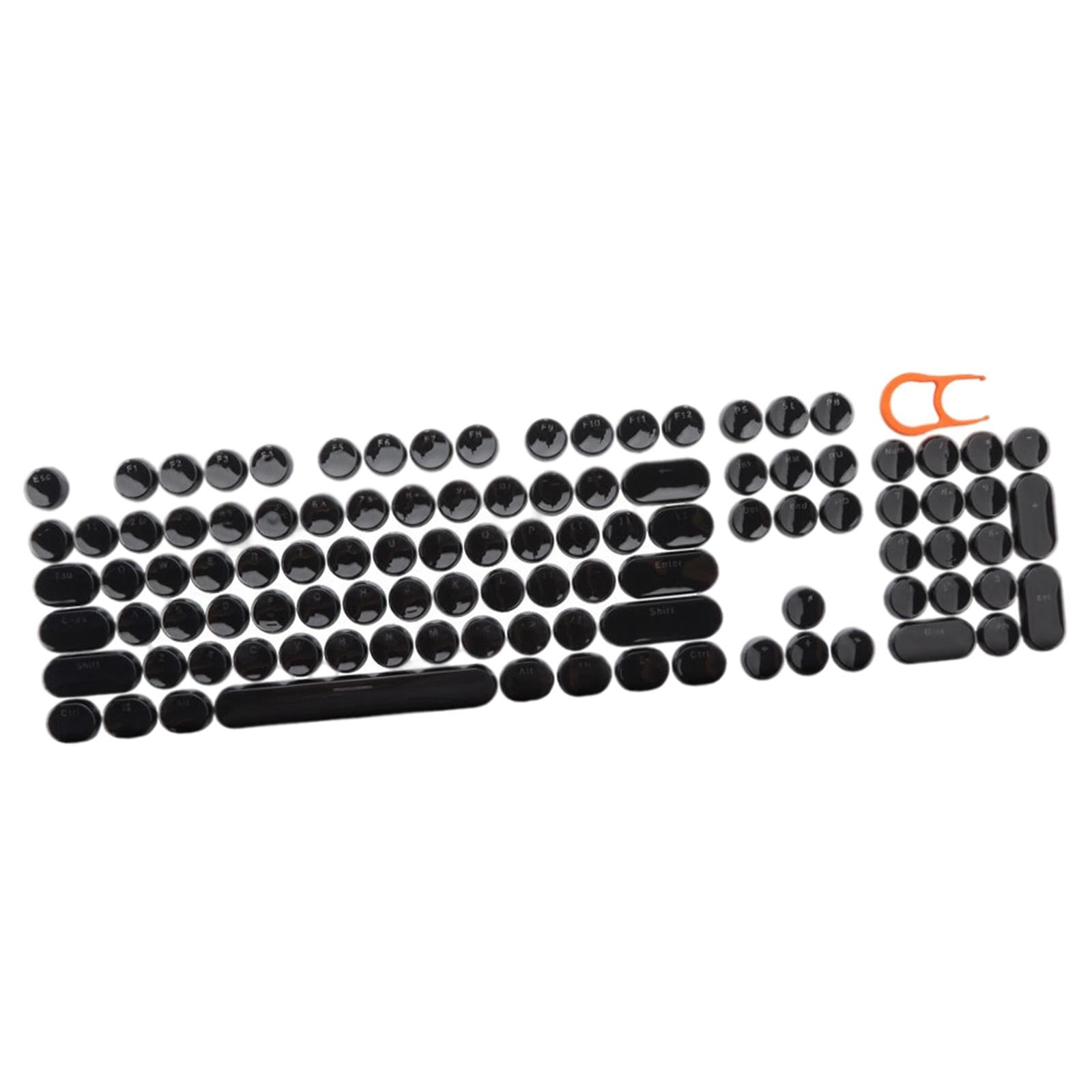 104Pcs Typewriter Keycaps Backlit Round Retro Style for Computer Black