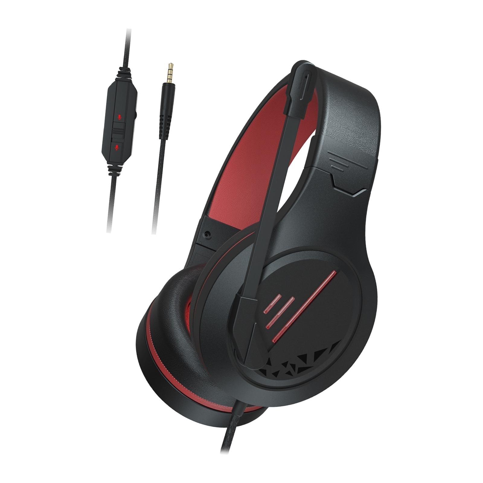 Gaming Headset Surround Sound Noise Reduction for Competition Movie Laptop Black Red