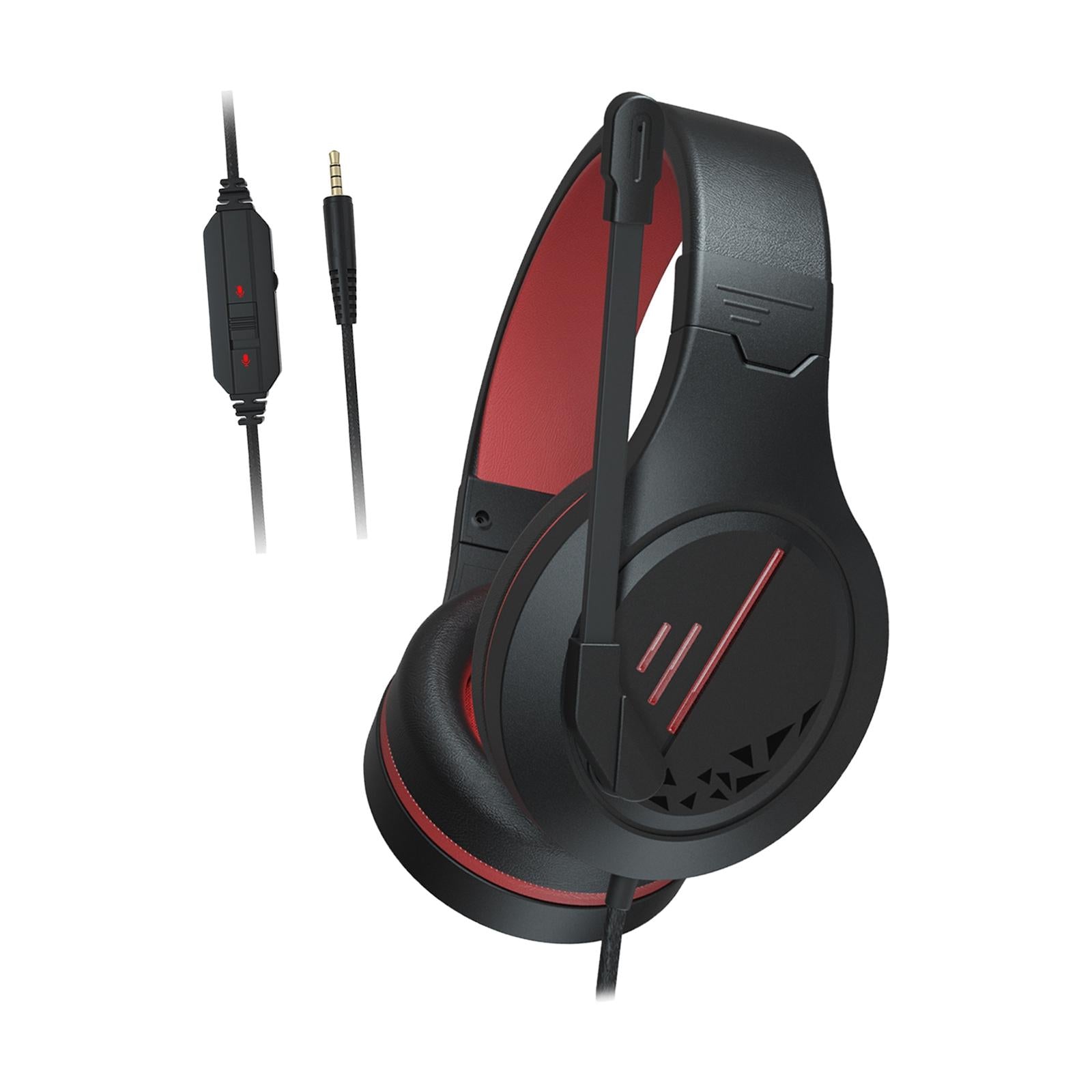 Gaming Headset Surround Sound Noise Reduction for Competition Movie Laptop Black Red