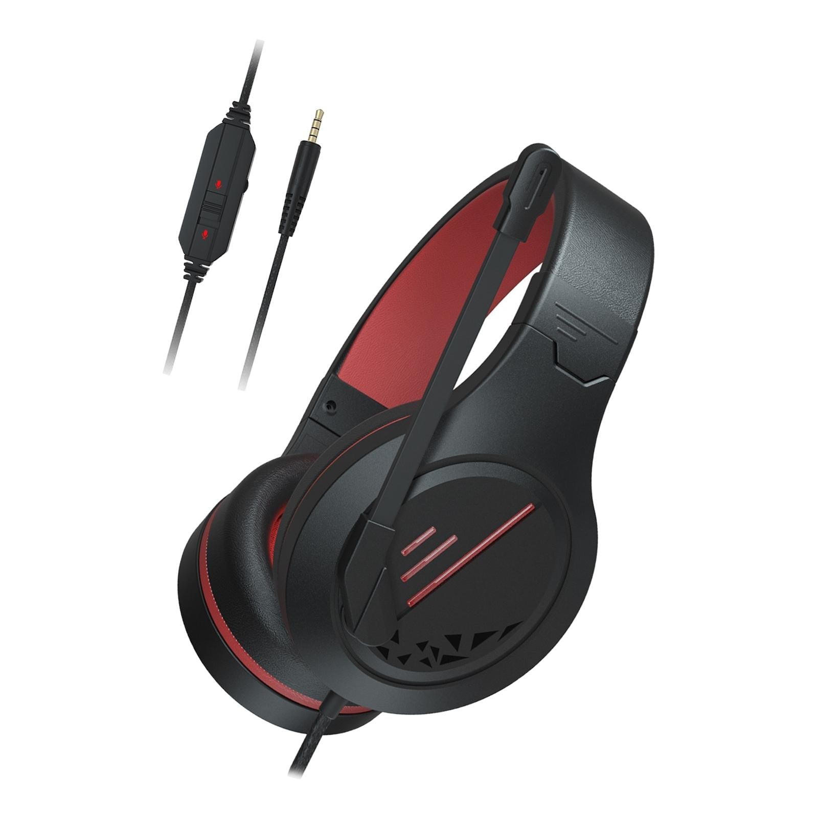 Gaming Headset Surround Sound Noise Reduction for Competition Movie Laptop Black Red