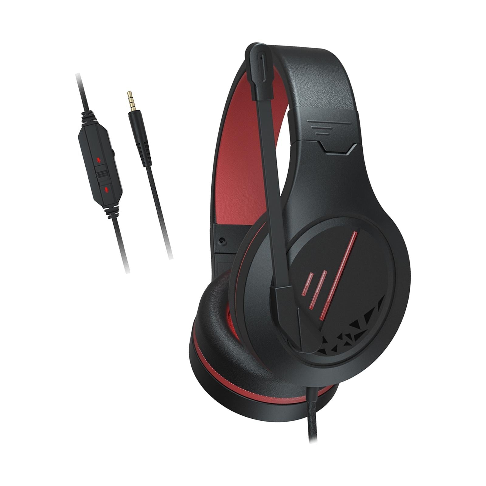 Gaming Headset Surround Sound Noise Reduction for Competition Movie Laptop Black Red