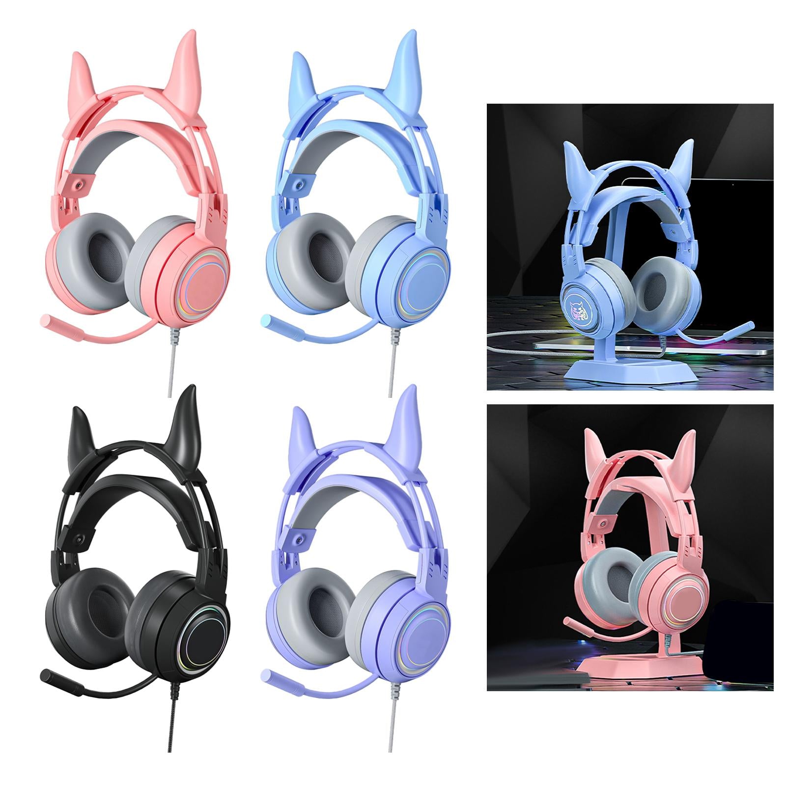 Gaming Headset with Microphone Comfortable 3.5mm Durable Laptop Pink