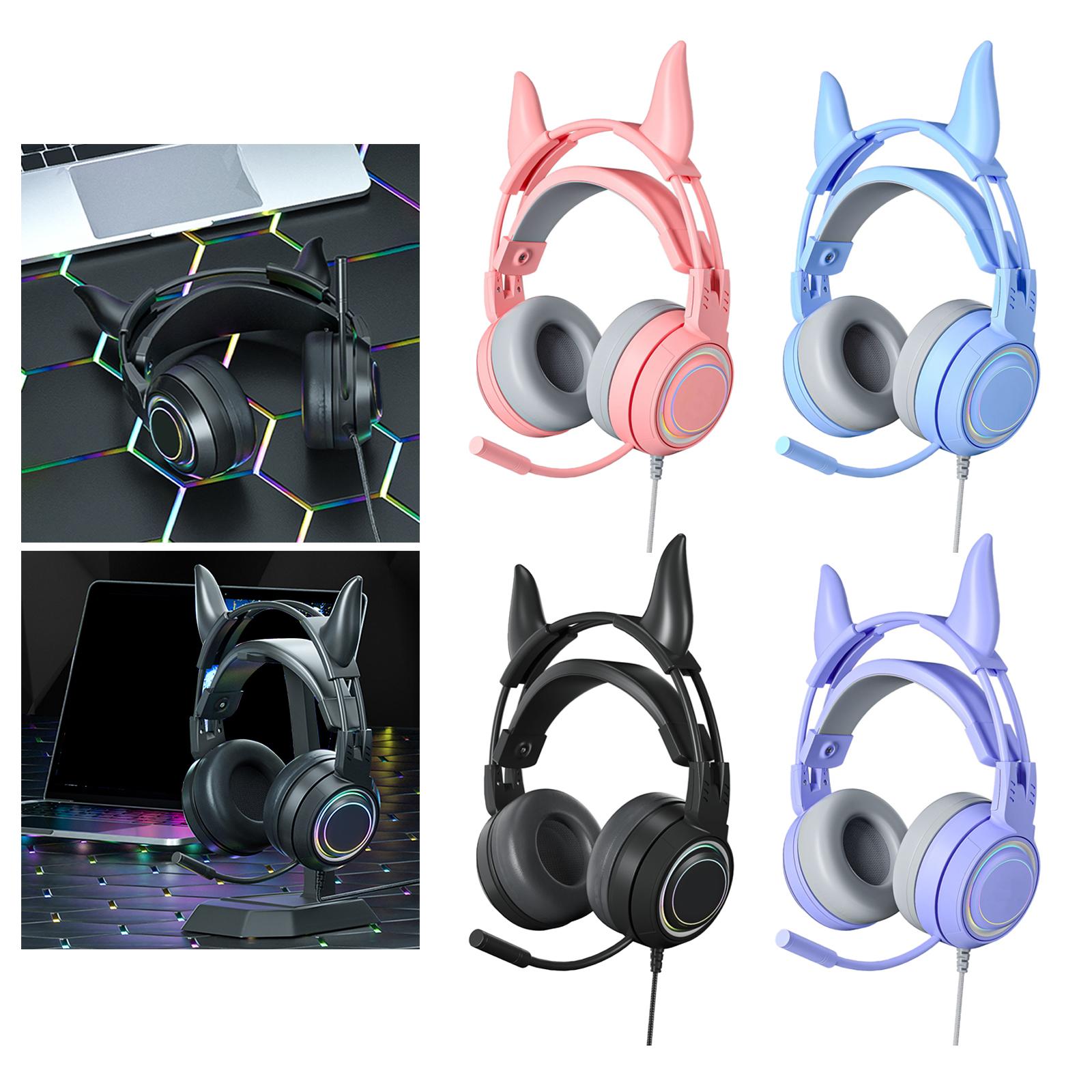 Gaming Headset with Microphone Comfortable 3.5mm Durable Laptop Pink