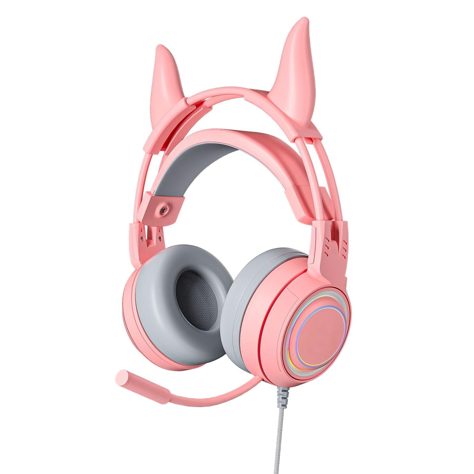 Gaming Headset with Microphone Comfortable 3.5mm Durable Laptop Pink