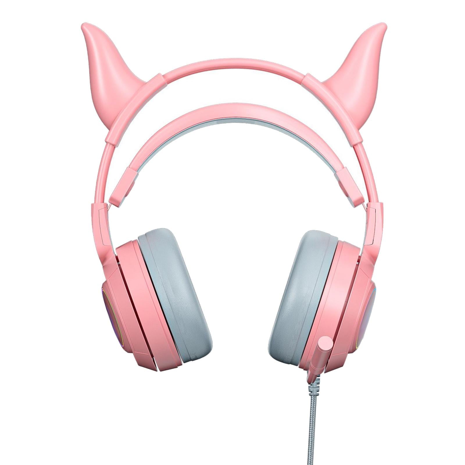 Gaming Headset with Microphone Comfortable 3.5mm Durable Laptop Pink