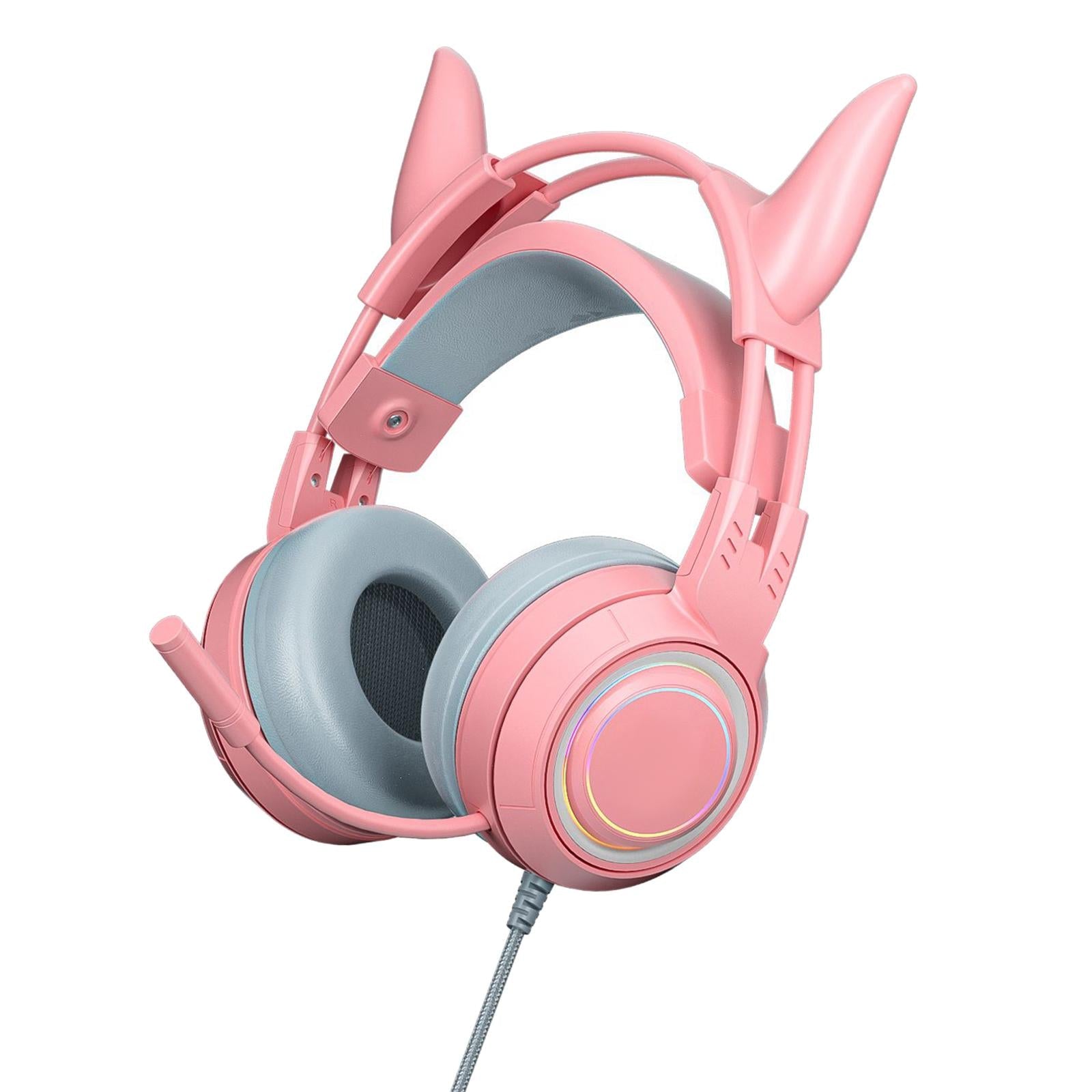 Gaming Headset with Microphone Comfortable 3.5mm Durable Laptop Pink