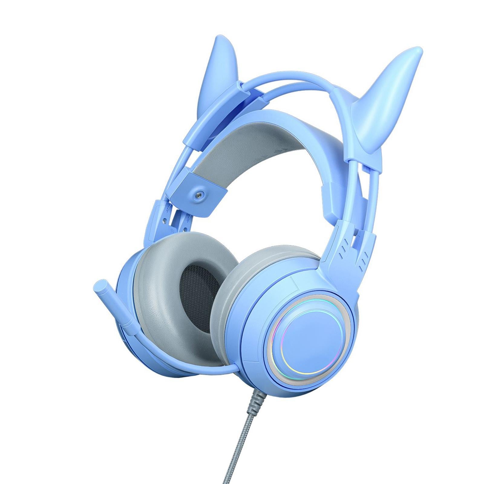 Gaming Headset with Microphone Comfortable 3.5mm Durable Laptop Blue