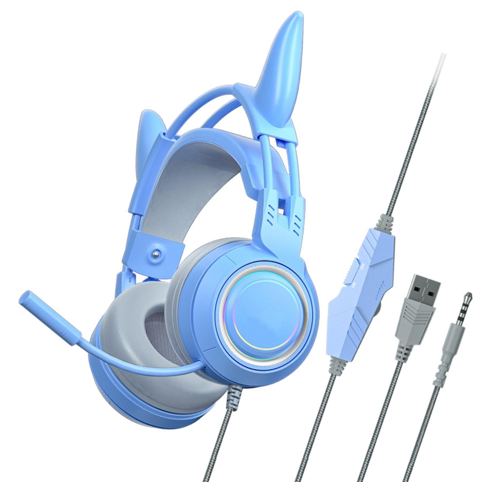 Gaming Headset with Microphone Comfortable 3.5mm Durable Laptop Blue