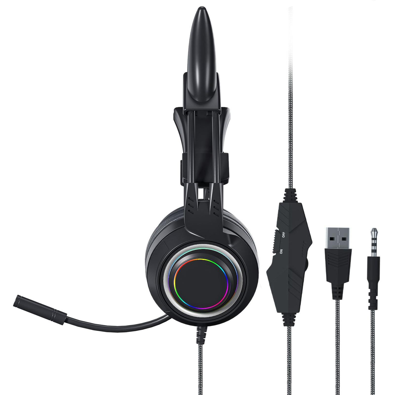 Gaming Headset with Microphone Comfortable 3.5mm Durable Laptop Black