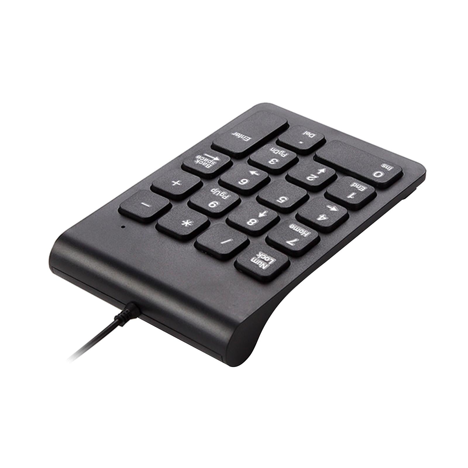 Wired USB Numeric Keypad 18 Keys Anti Slip Easily Carry Black