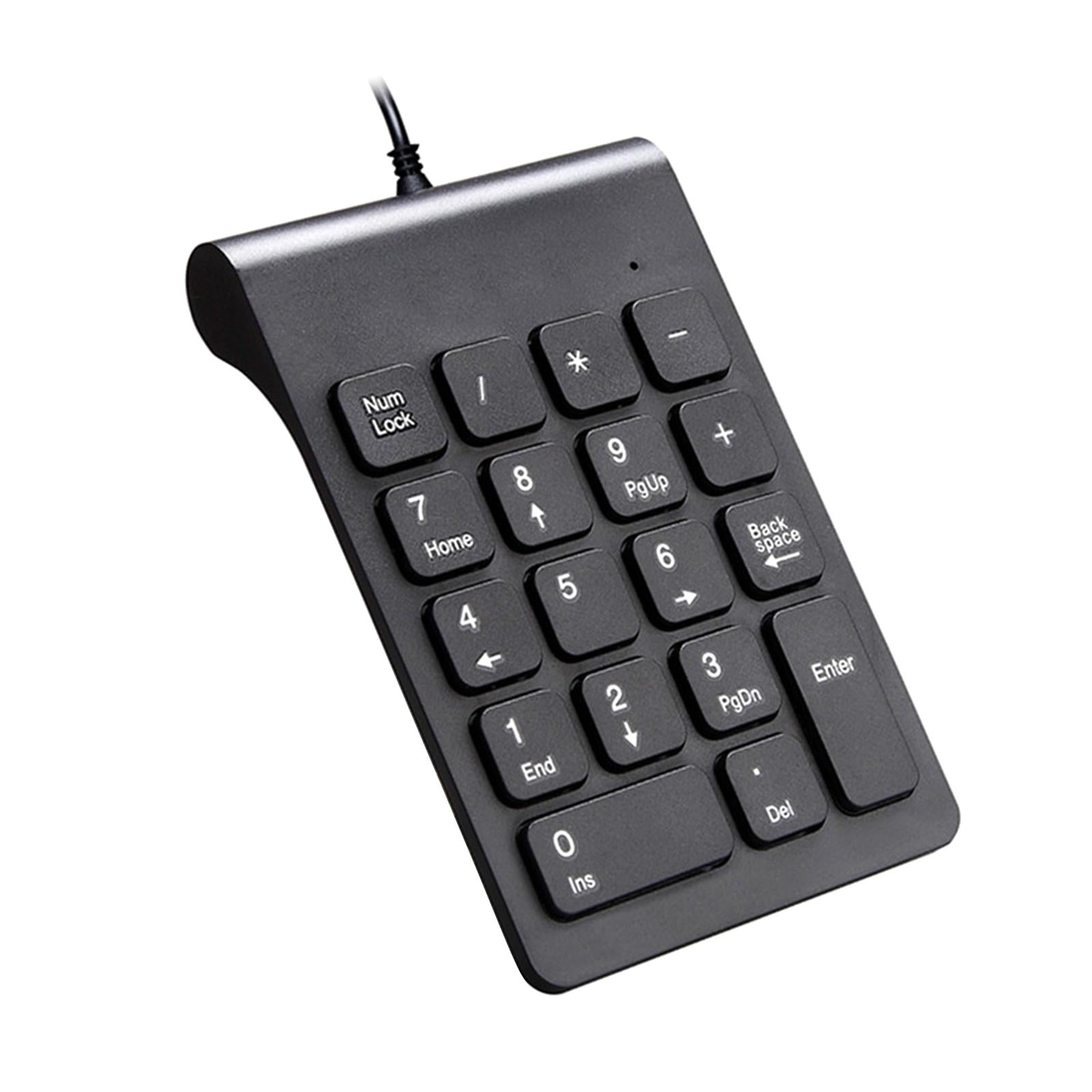 Wired USB Numeric Keypad 18 Keys Anti Slip Easily Carry Black