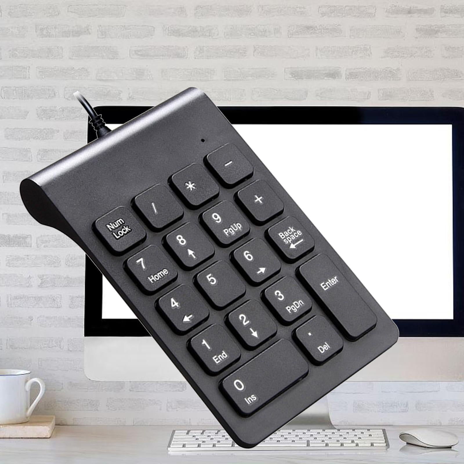 Wired USB Numeric Keypad 18 Keys Anti Slip Easily Carry Black