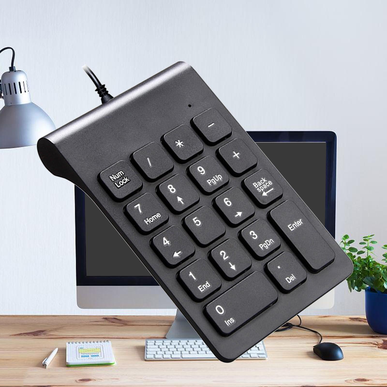 Wired USB Numeric Keypad 18 Keys Anti Slip Easily Carry Black